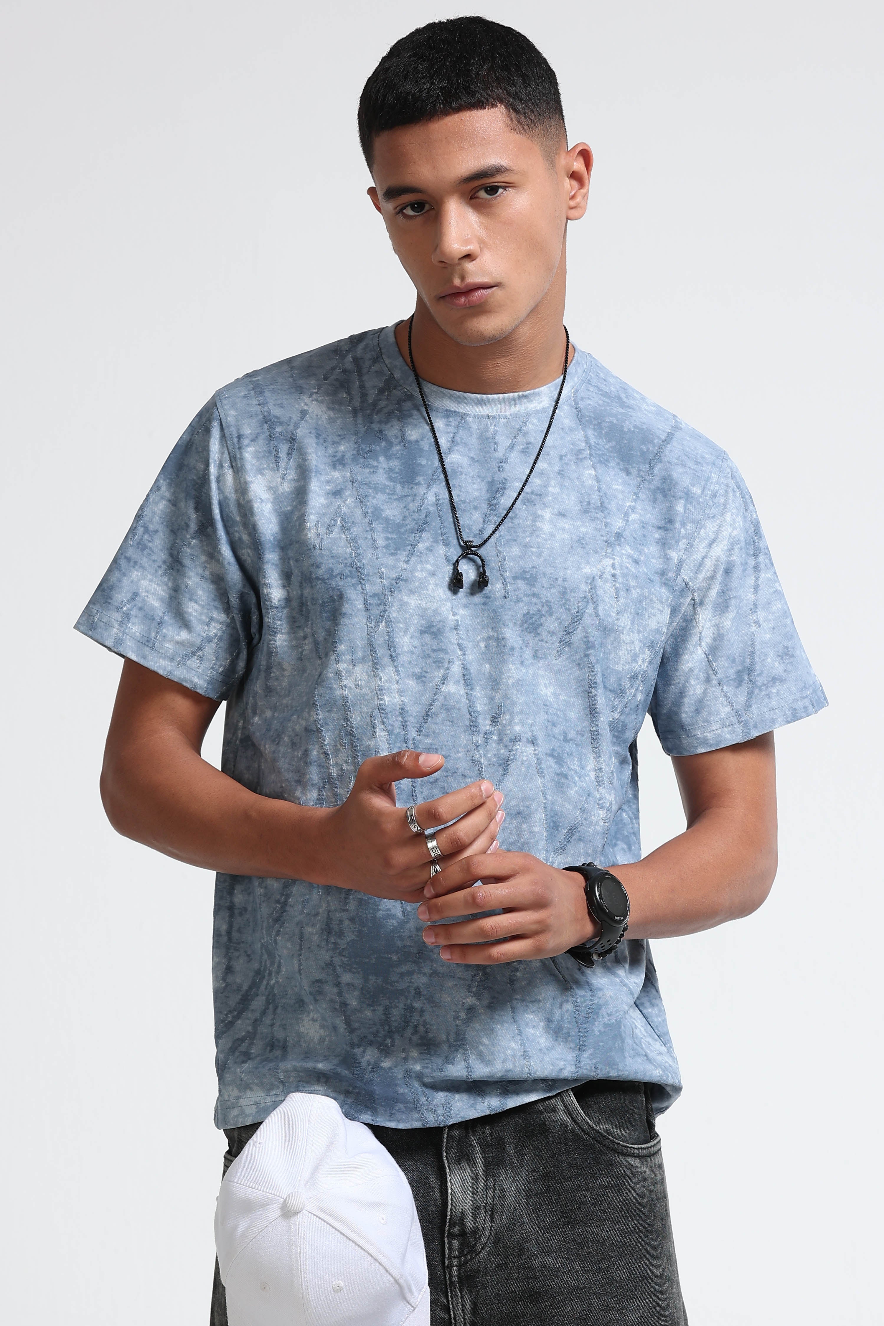 Men Blue Casual Relaxed Fit T-Shirt