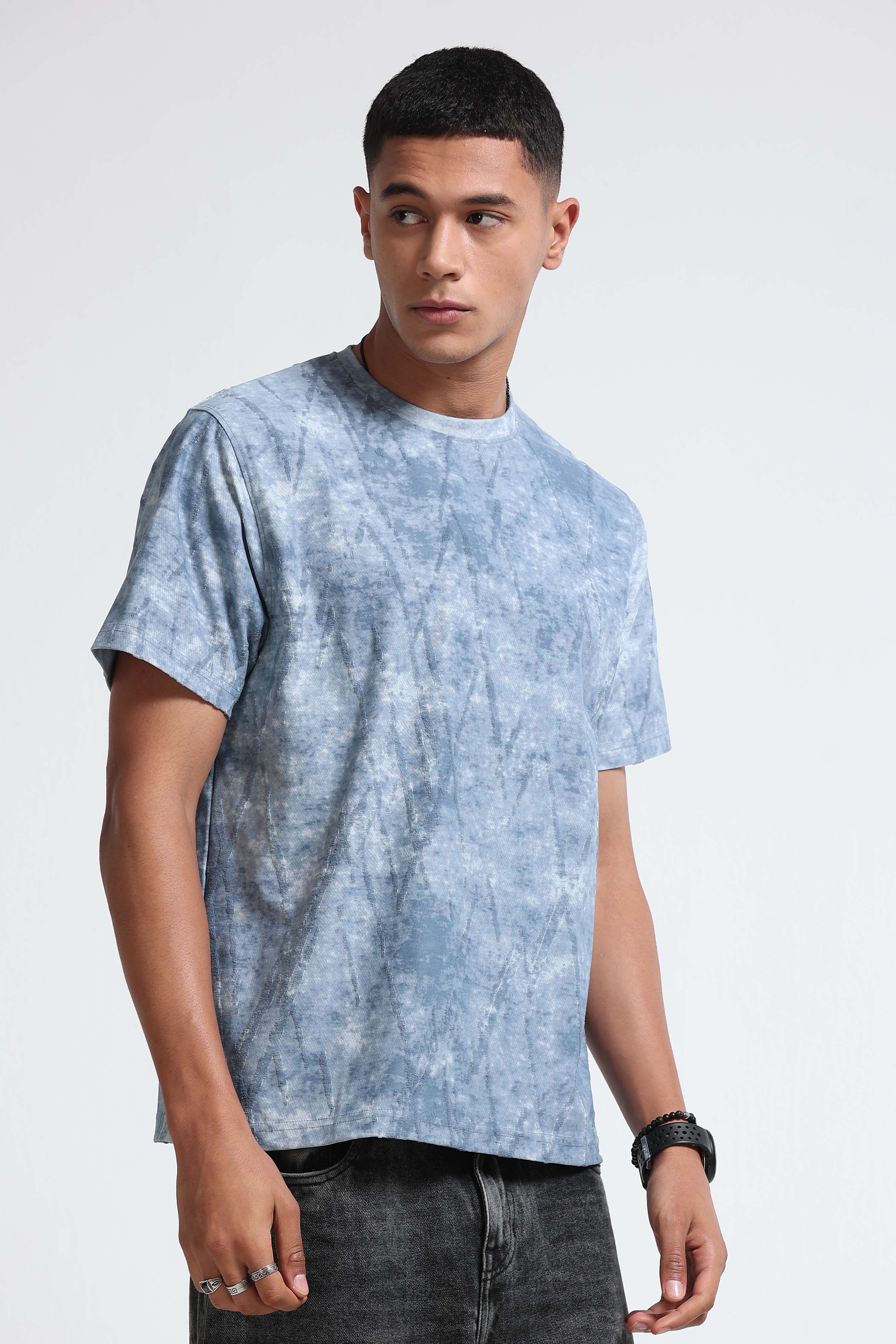Men Blue Casual Relaxed Fit T-Shirt