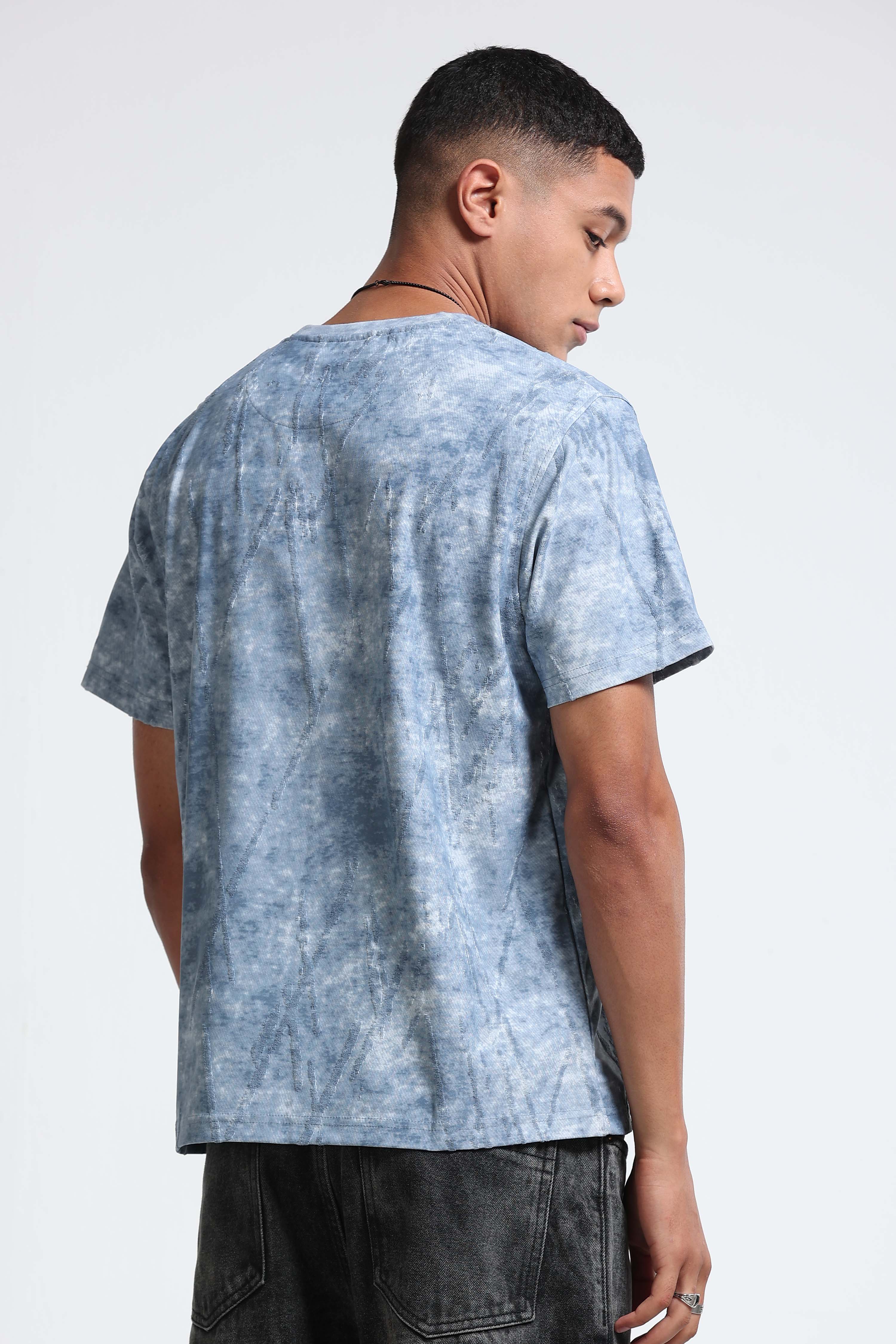Men Blue Casual Relaxed Fit T-Shirt