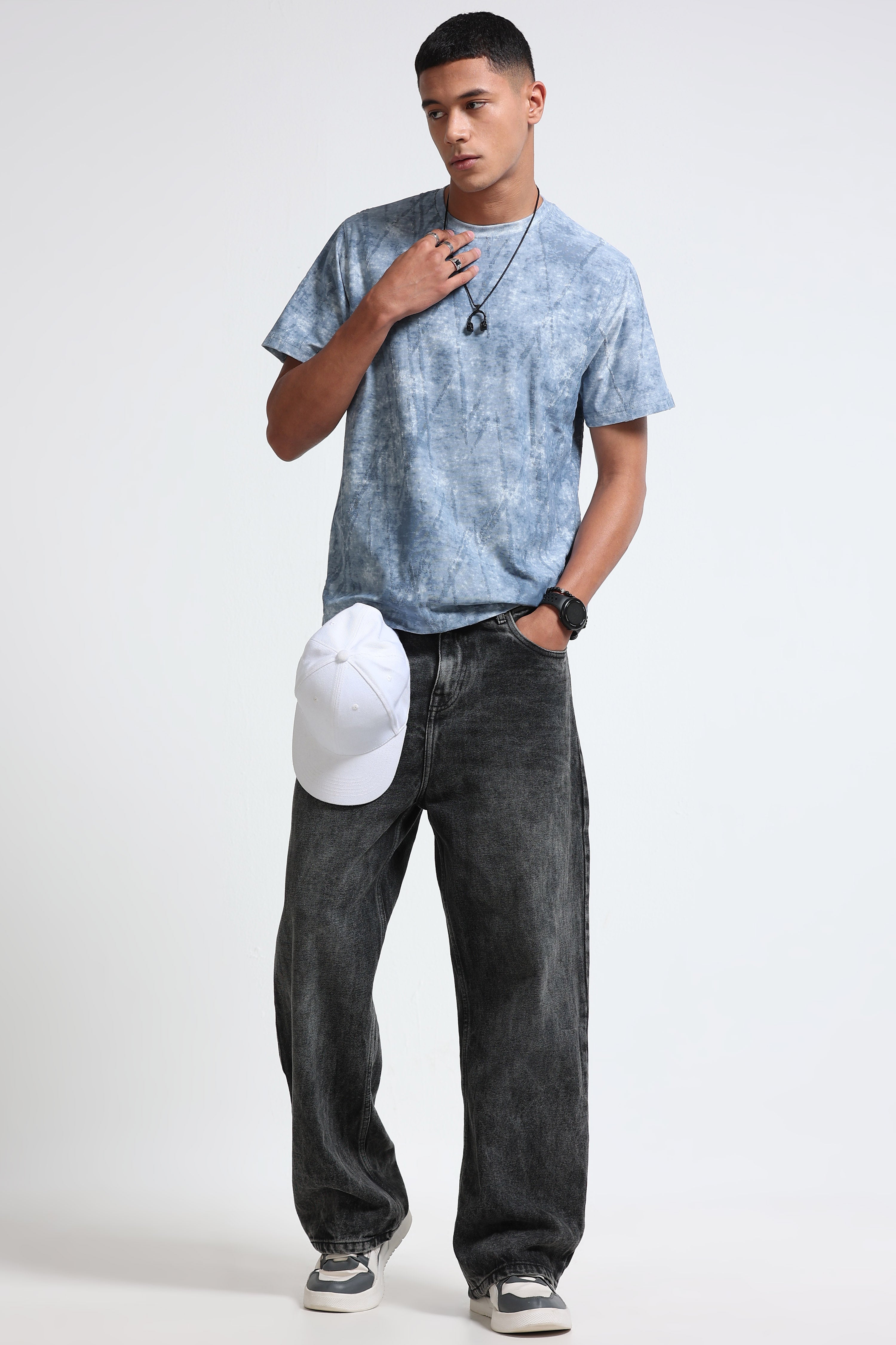 Men Blue Casual Relaxed Fit T-Shirt