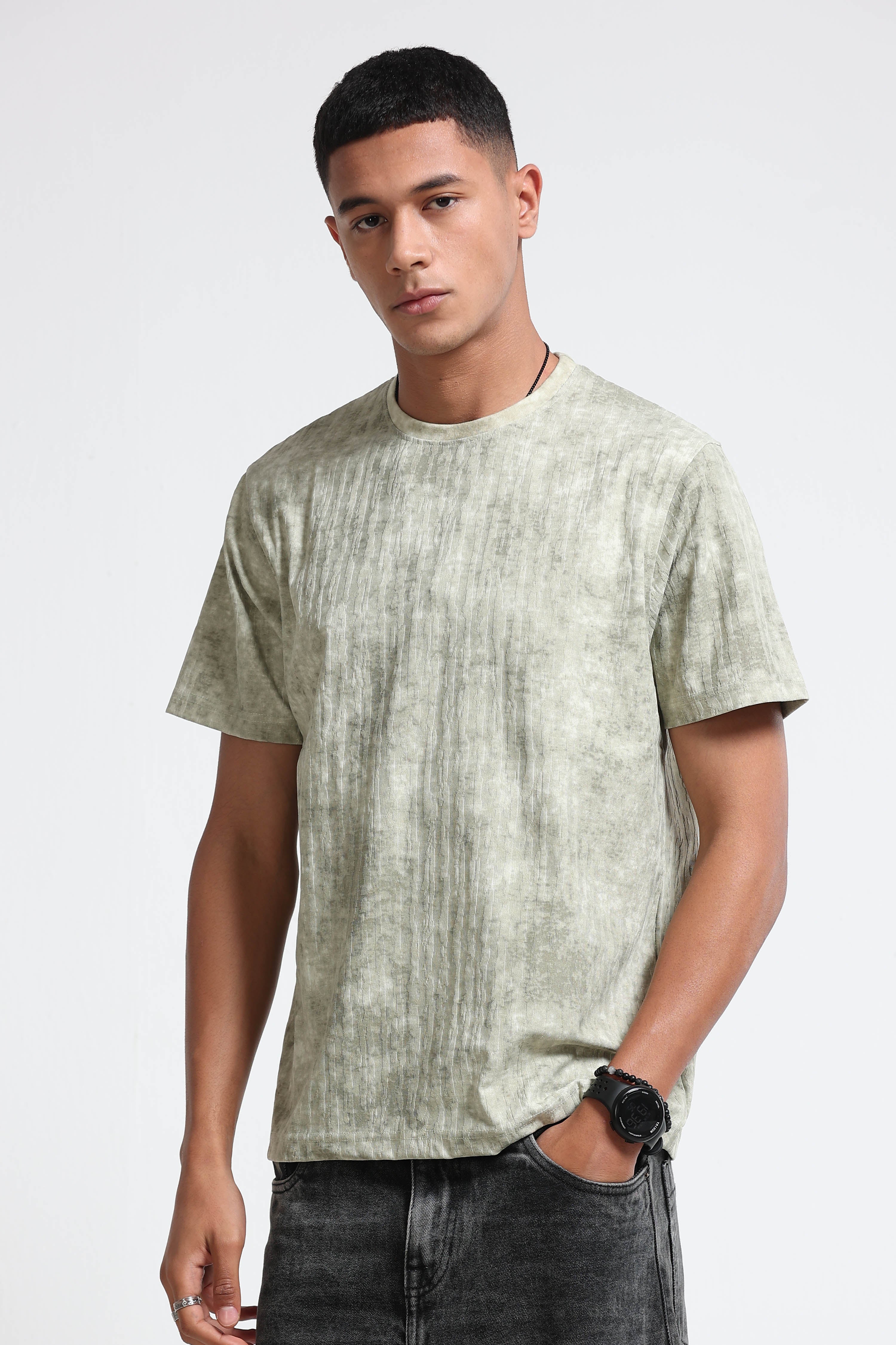 Men Green Casual Relaxed Fit T-Shirt