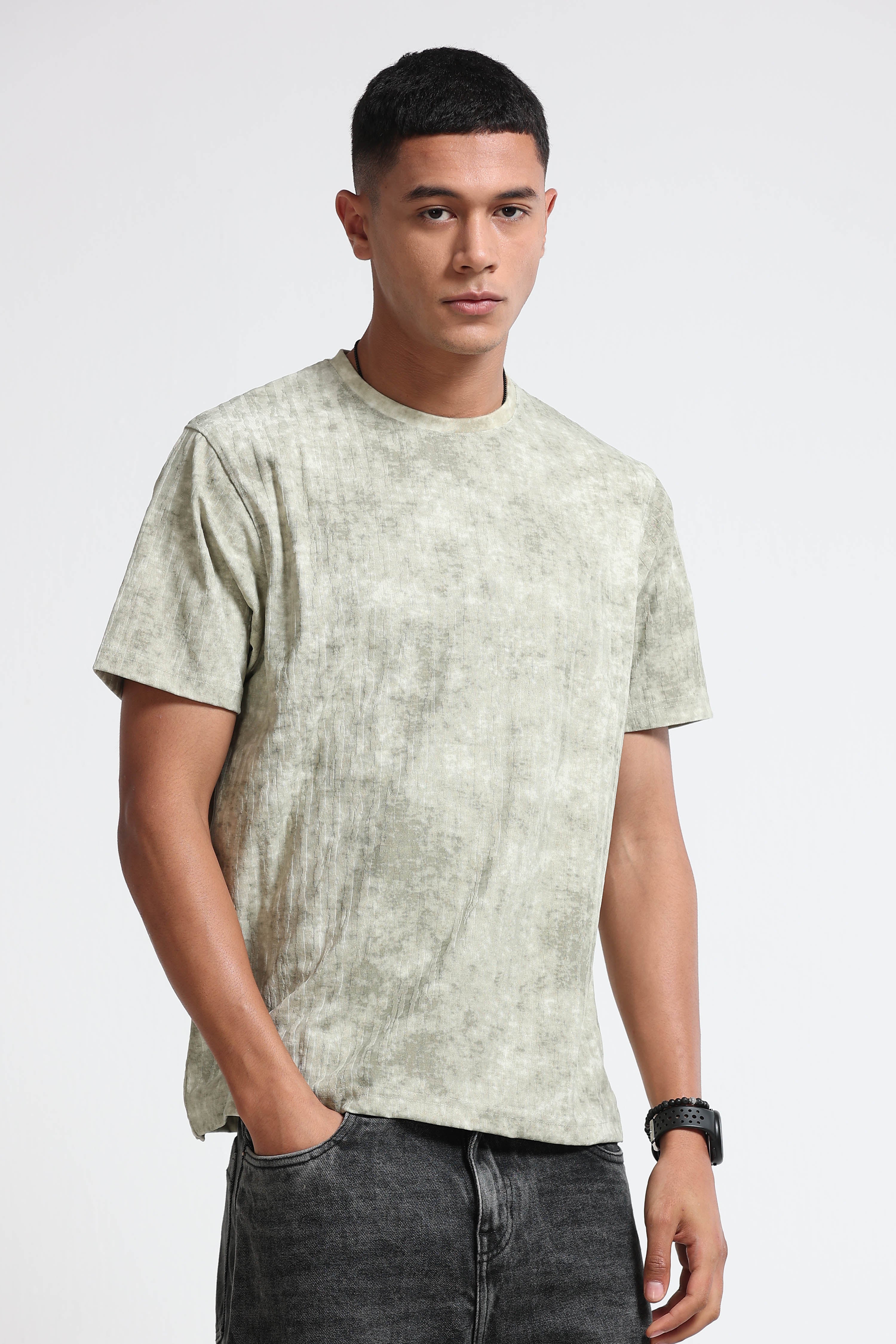 Men Green Casual Relaxed Fit T-Shirt