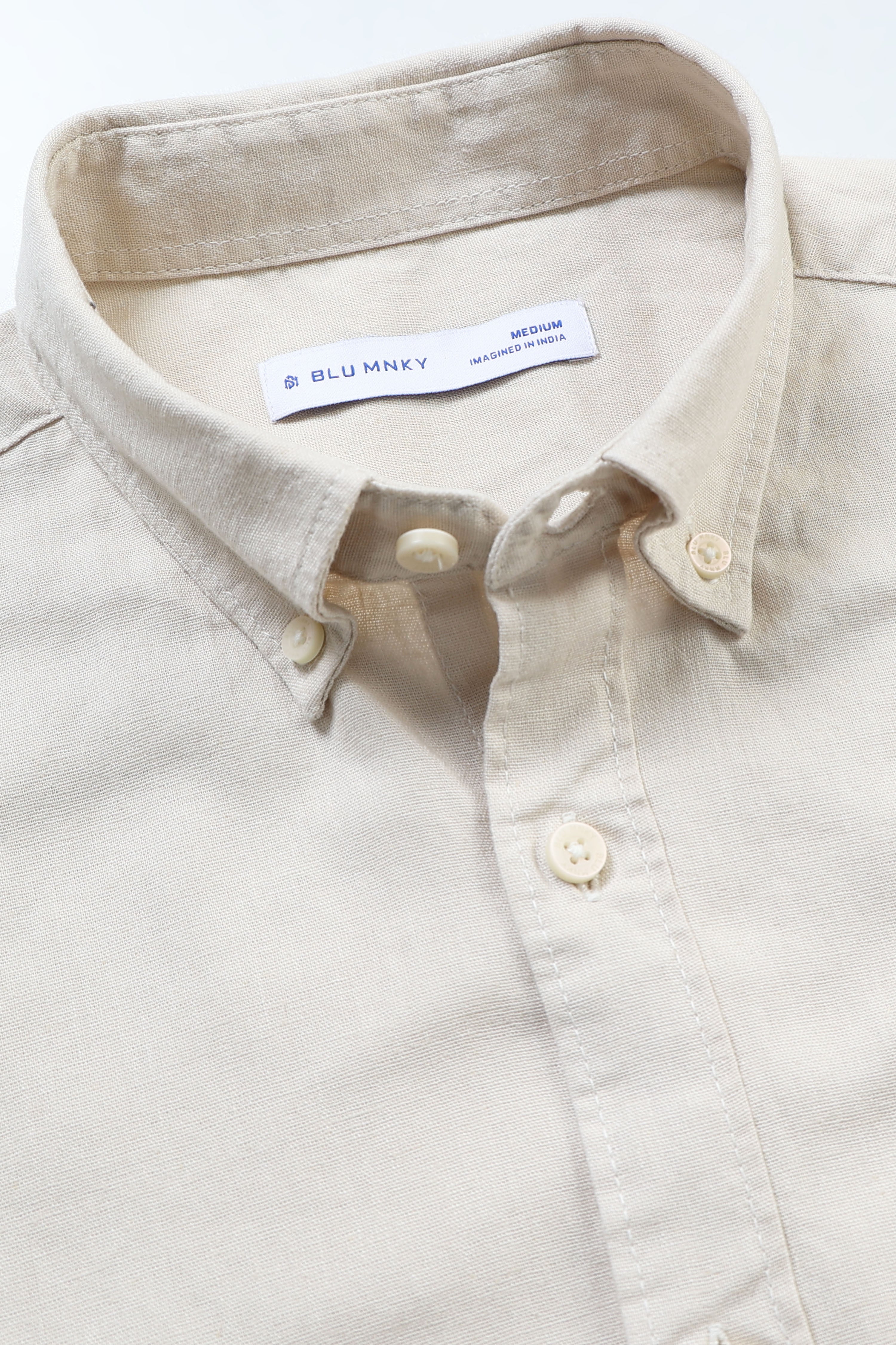 Men Cream Button-Down Shirt