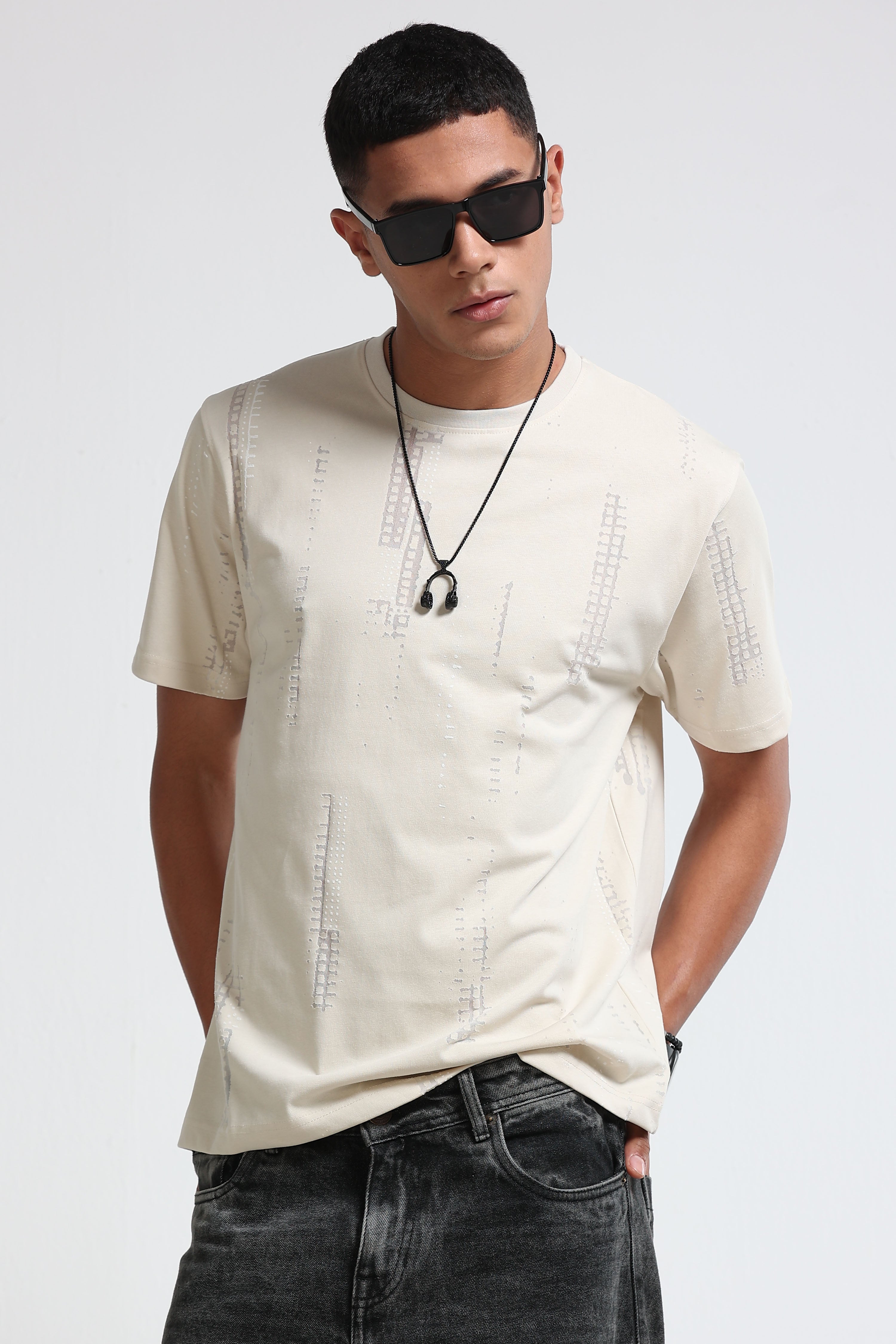 Men Cream Everyday Round Neck T-Shirt