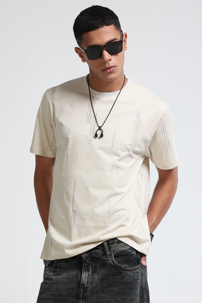 Men Cream Everyday Round Neck T-Shirt