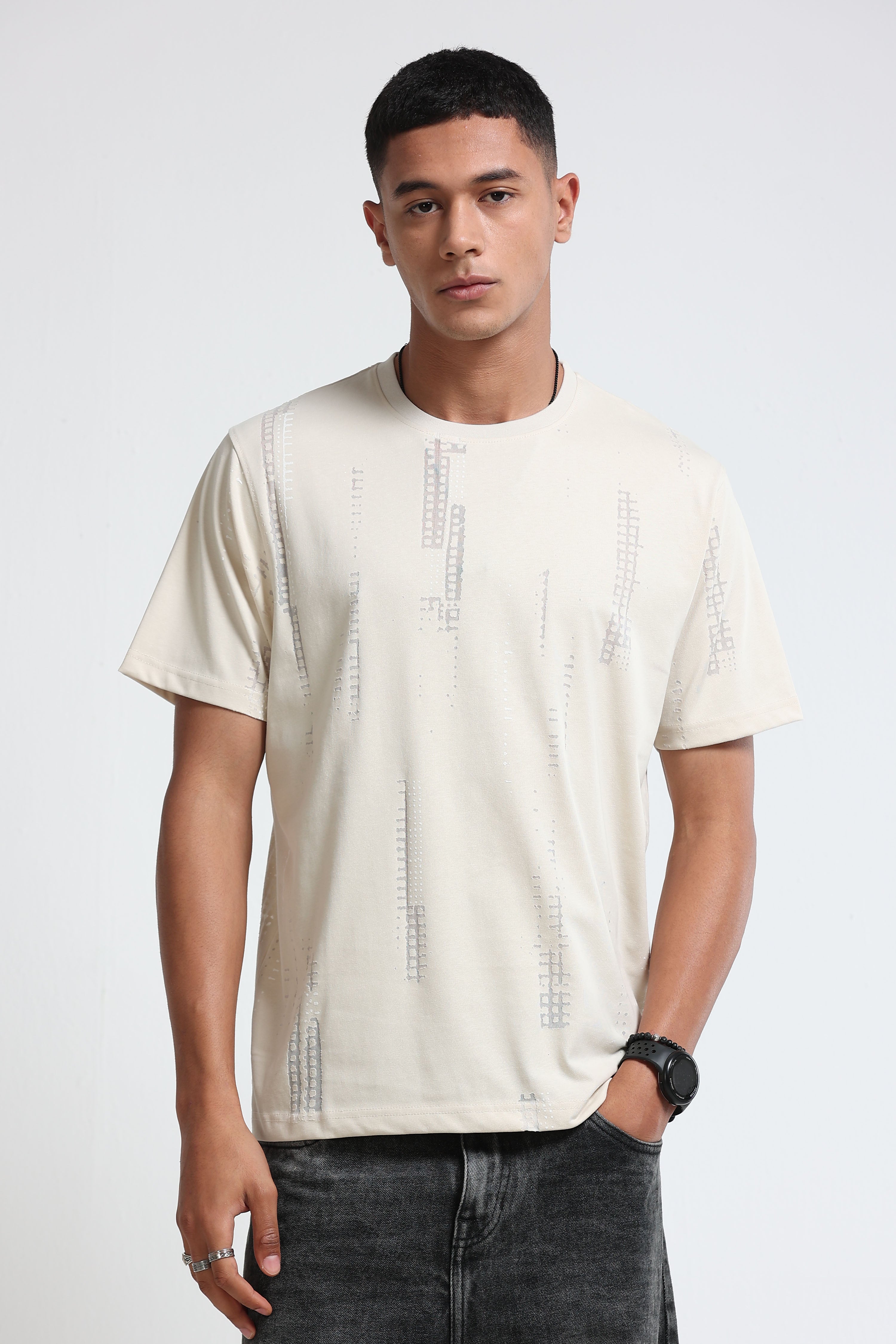 Men Cream Everyday Round Neck T-Shirt