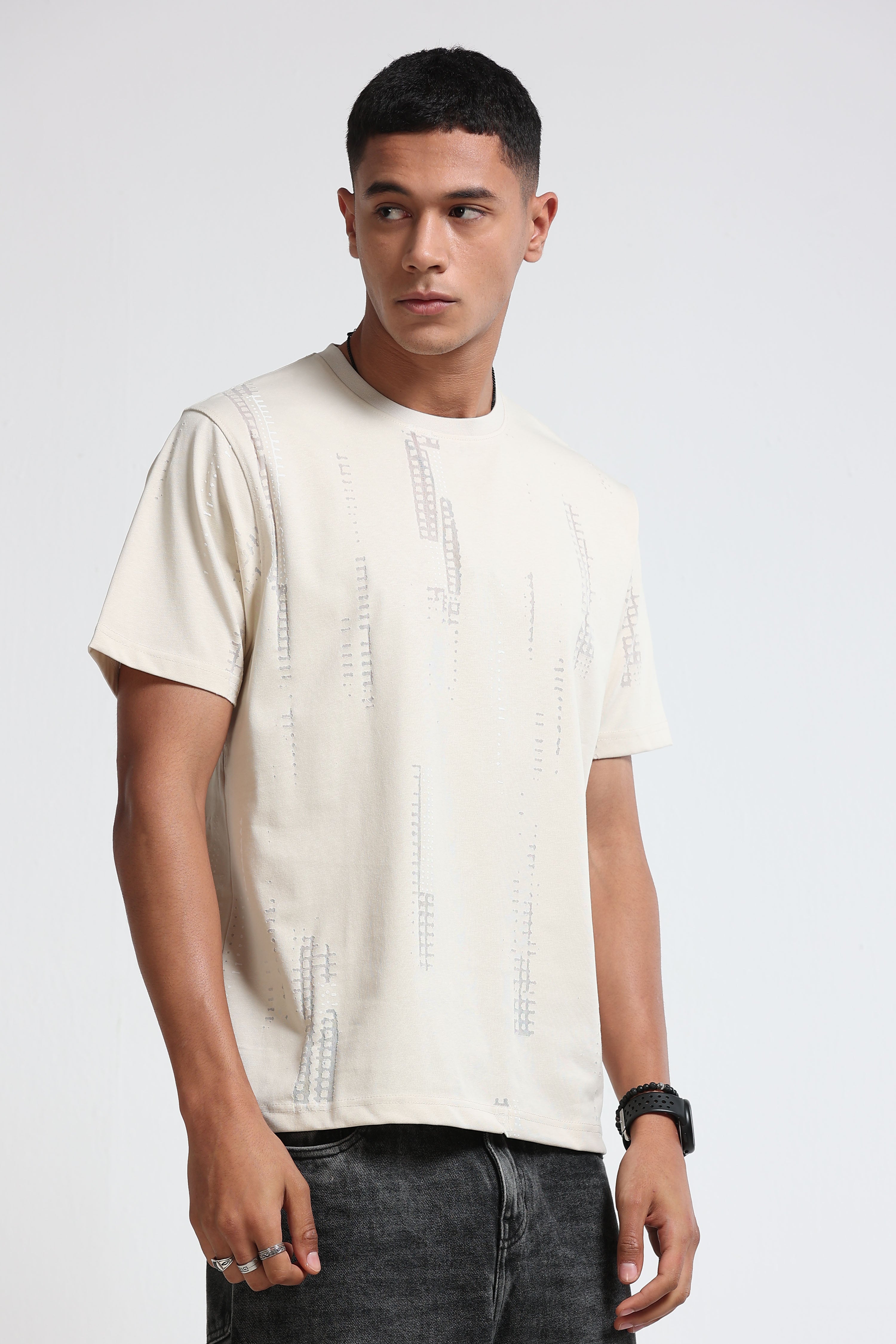 Men Cream Everyday Round Neck T-Shirt