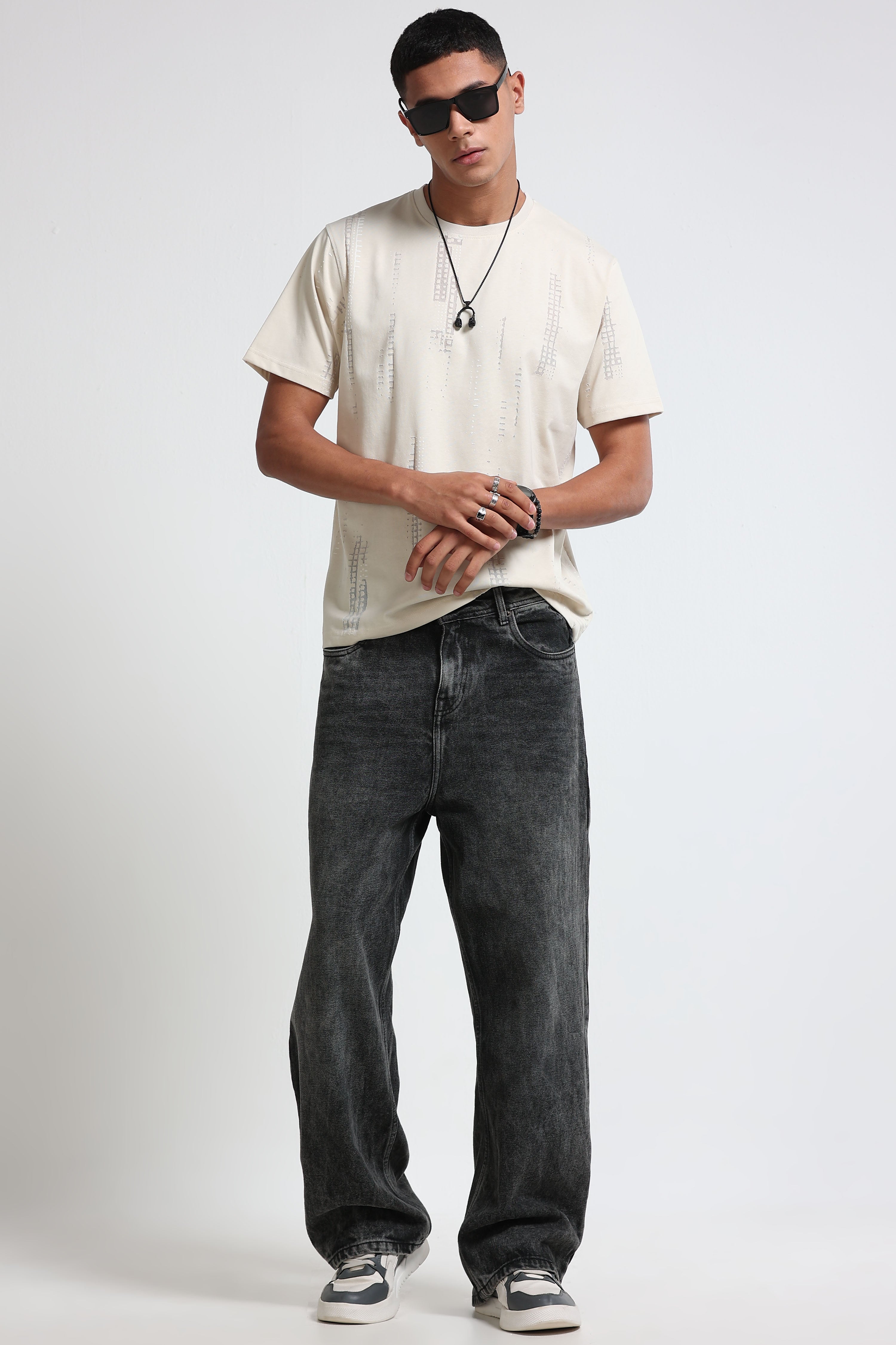 Men Cream Everyday Round Neck T-Shirt