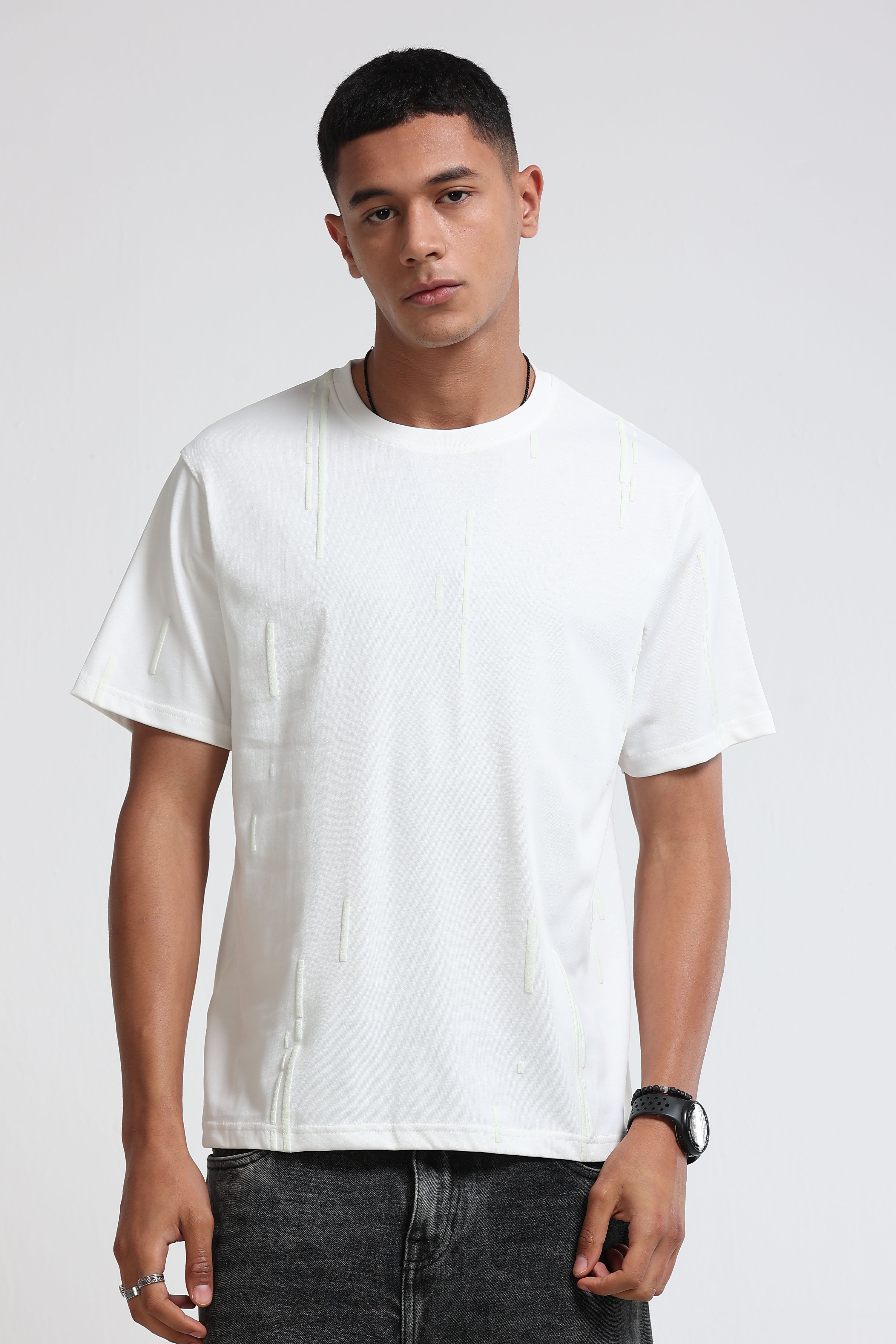 Men Off White Premium Abstract Line T-Shirt