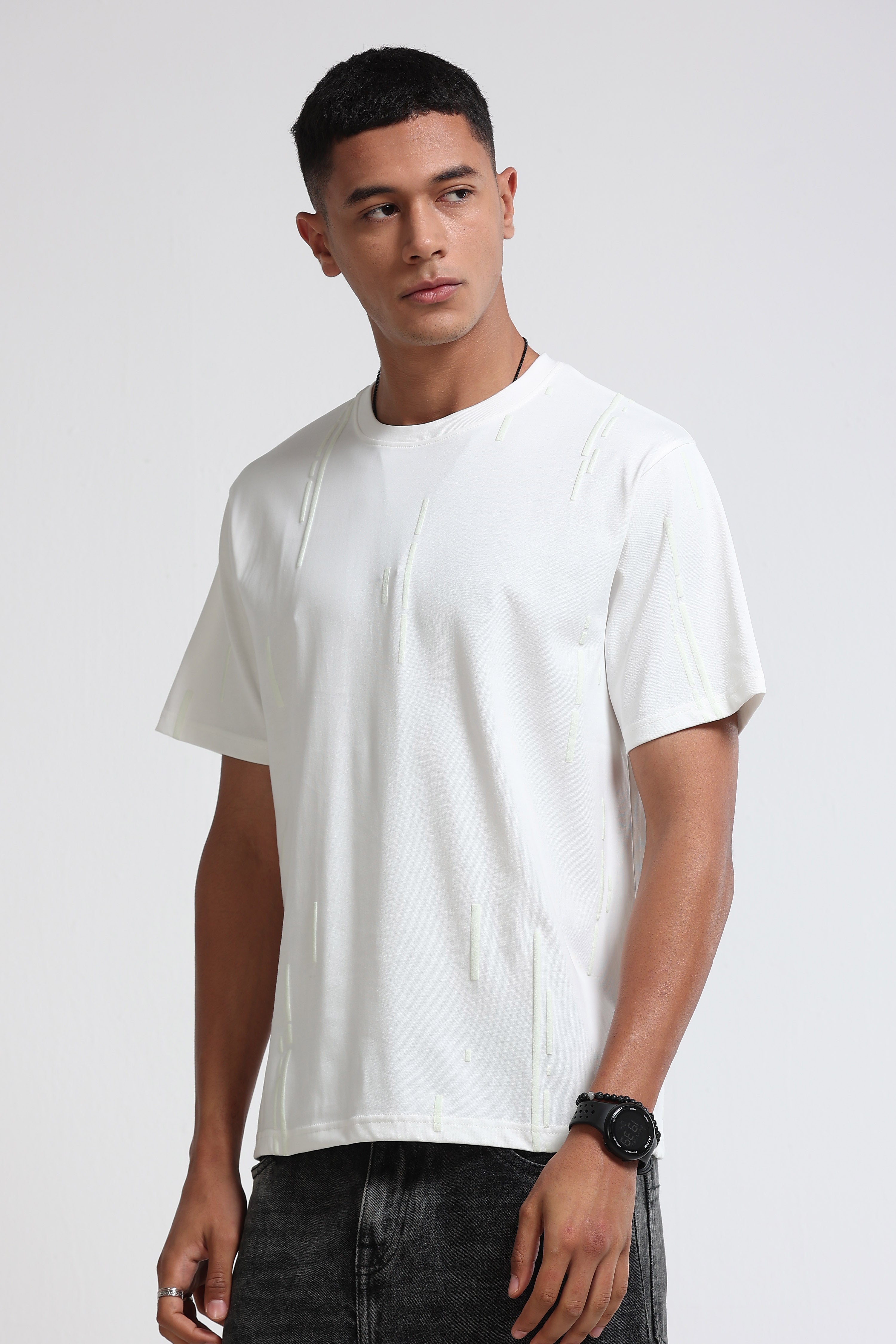 Men Off White Premium Abstract Line T-Shirt