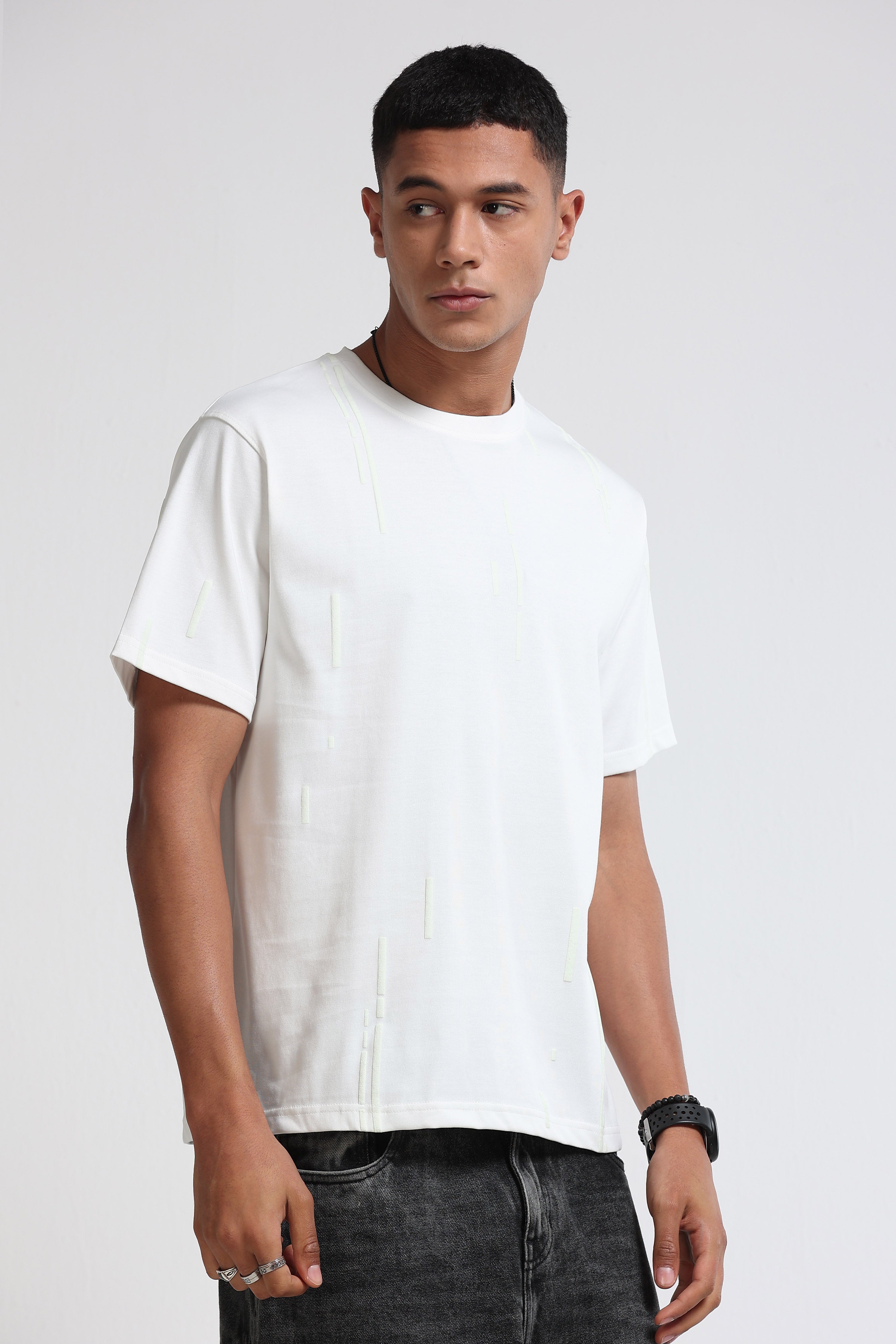 Men Off White Premium Abstract Line T-Shirt