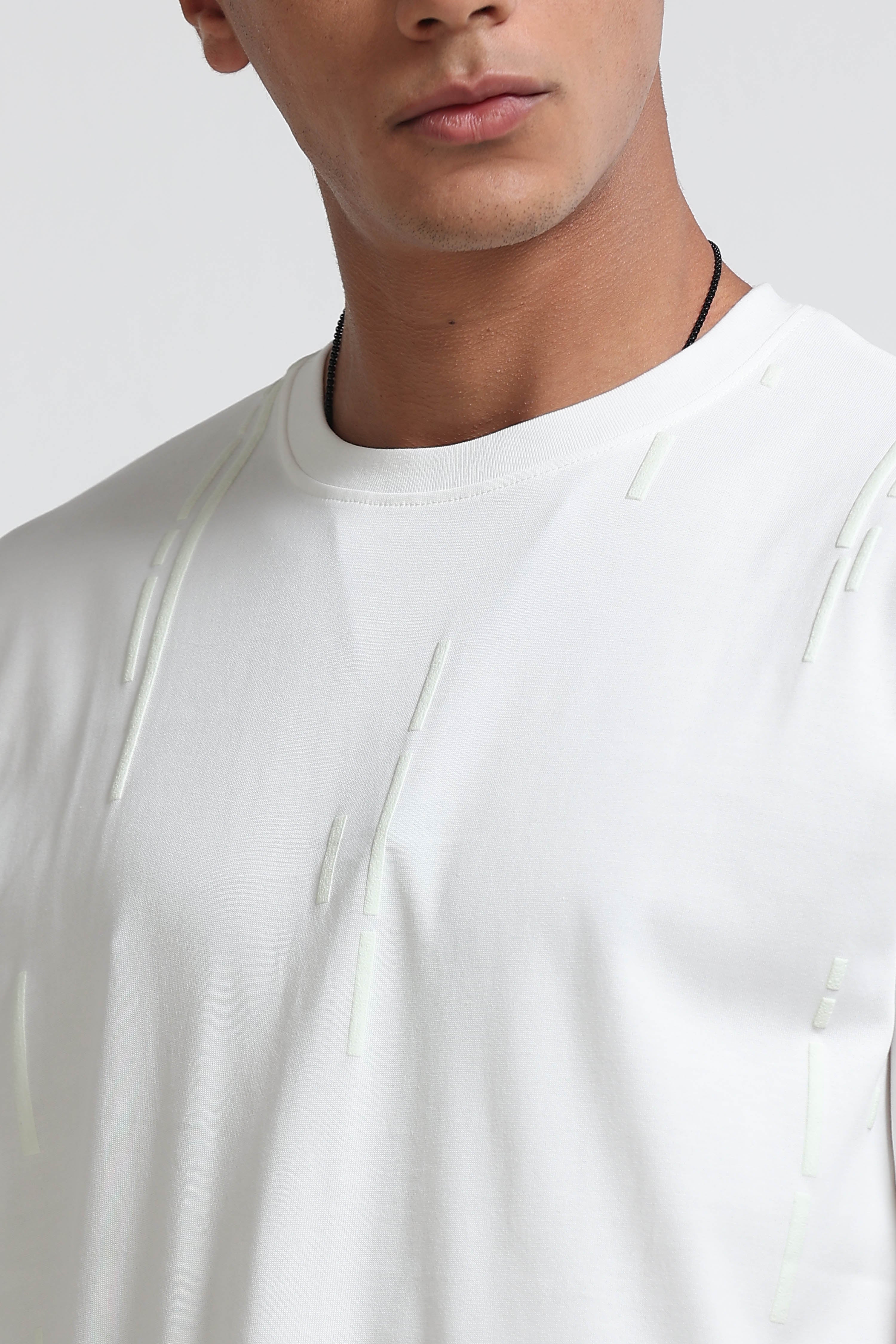 Men Off White Premium Abstract Line T-Shirt