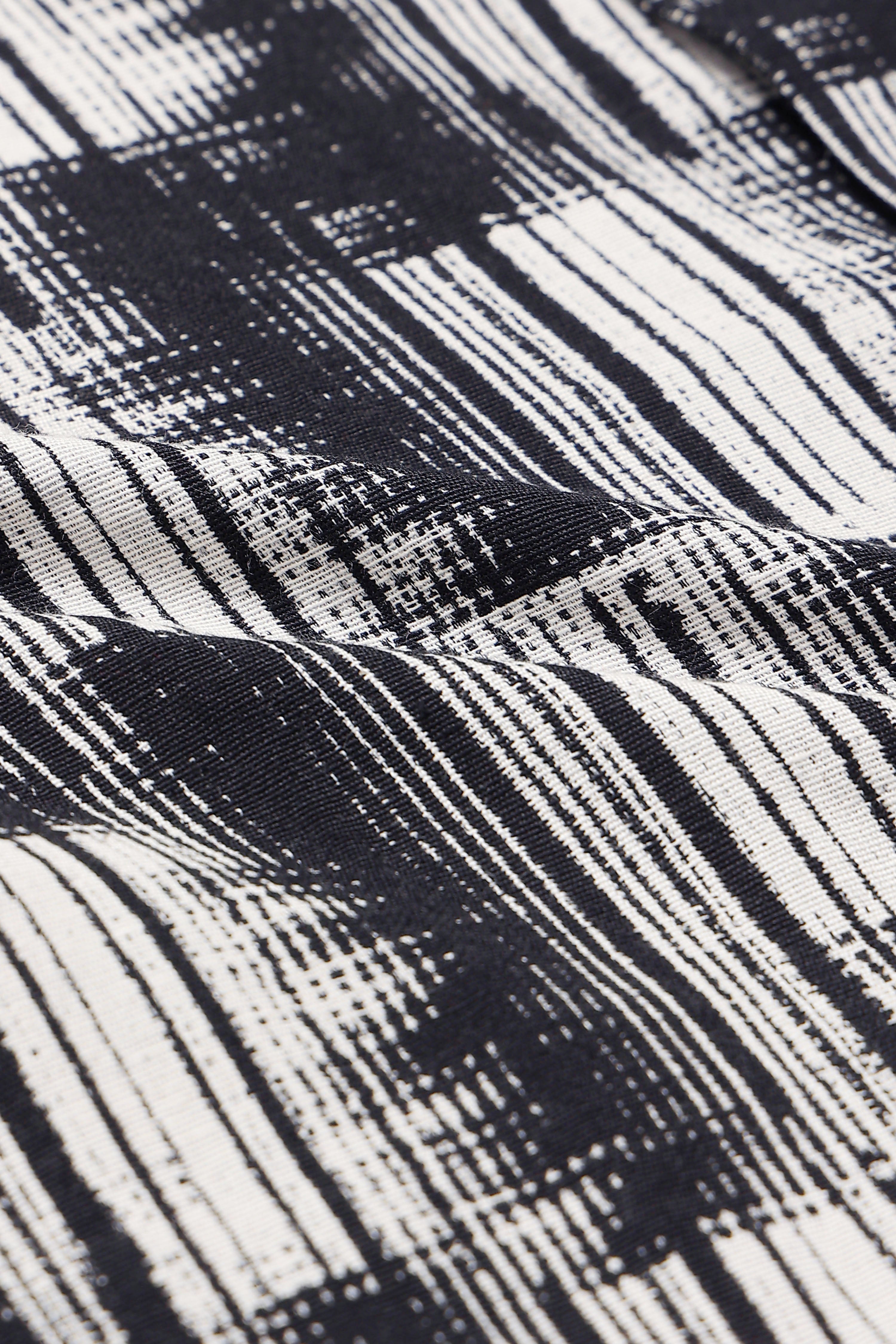 Men White Black Jacquard Boxy Fit Shirt
