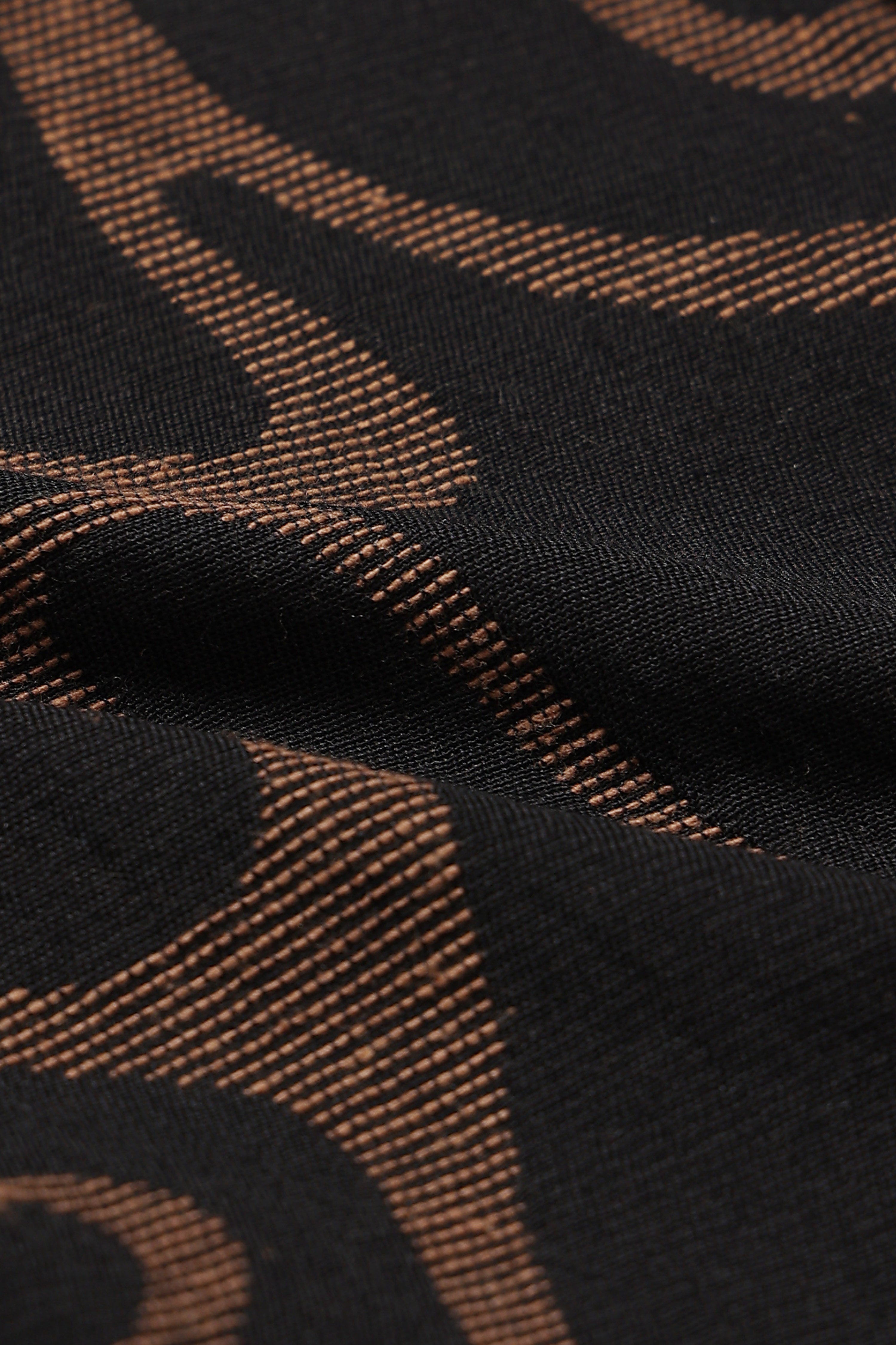 Men Beige Black Jacquard Boxy Fit Shirt