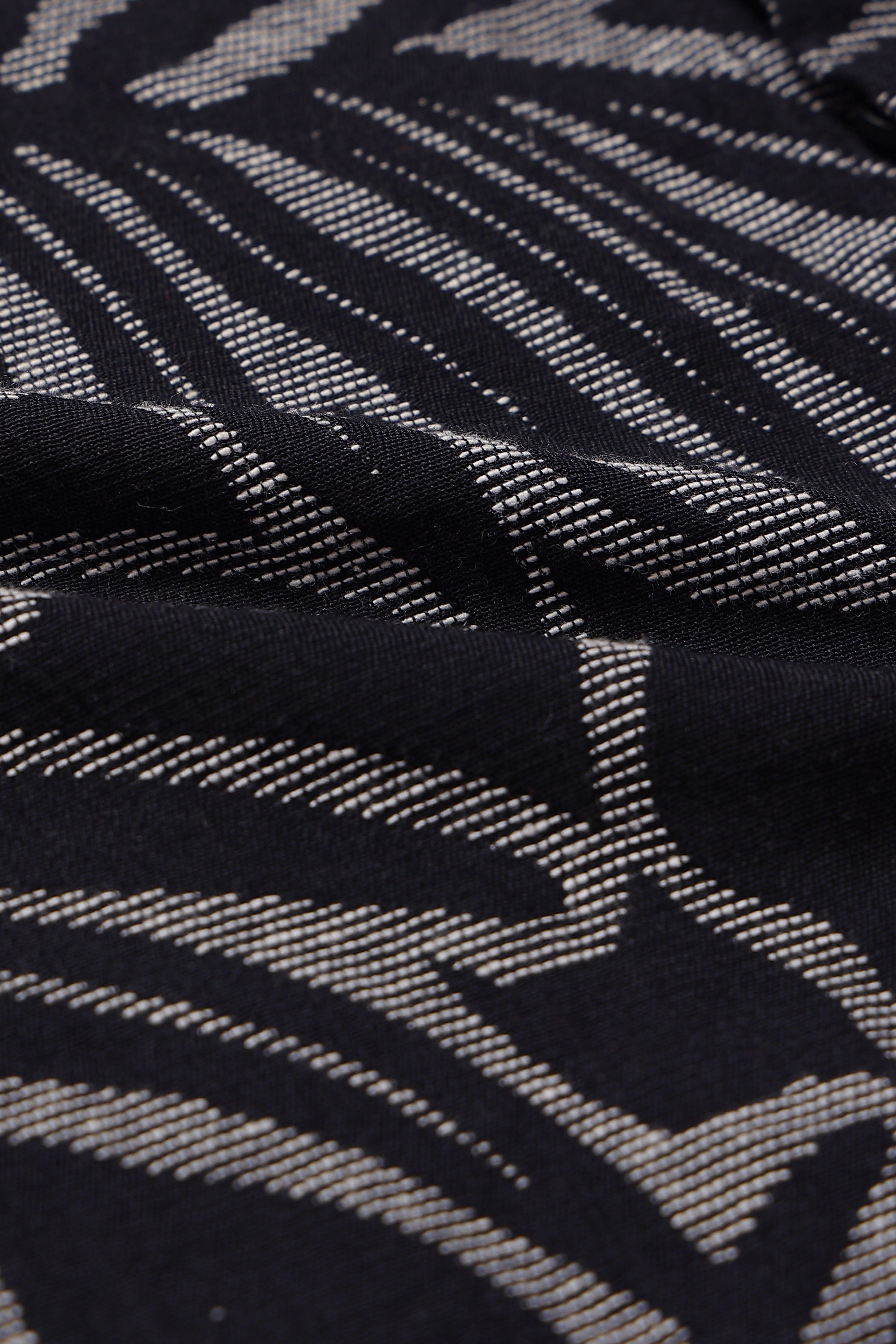 Men Black White Jacquard Boxy Fit Shirt