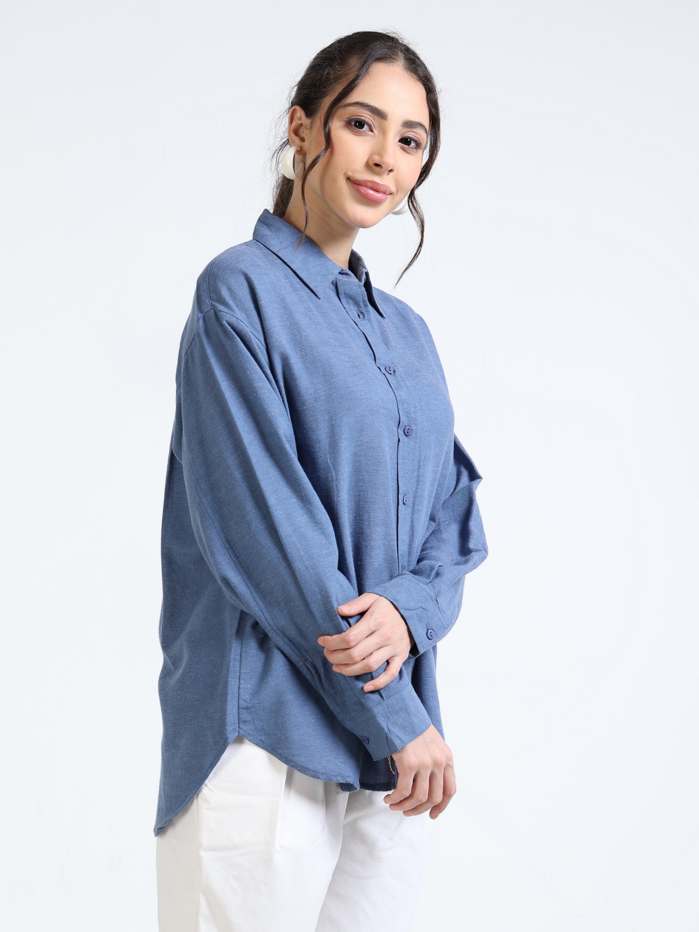 Women Navy Oversized Shirt