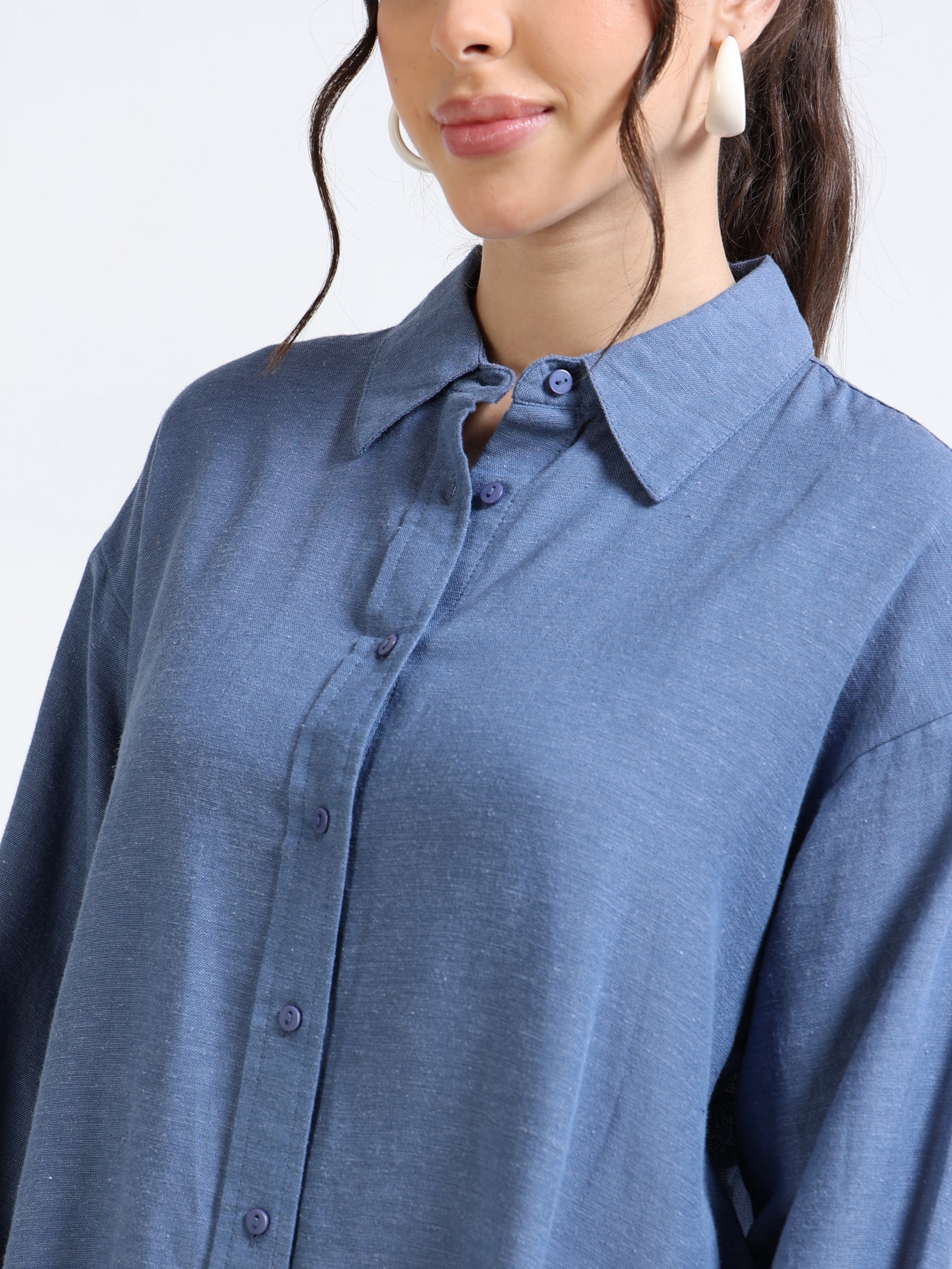 Women Navy Oversized Shirt