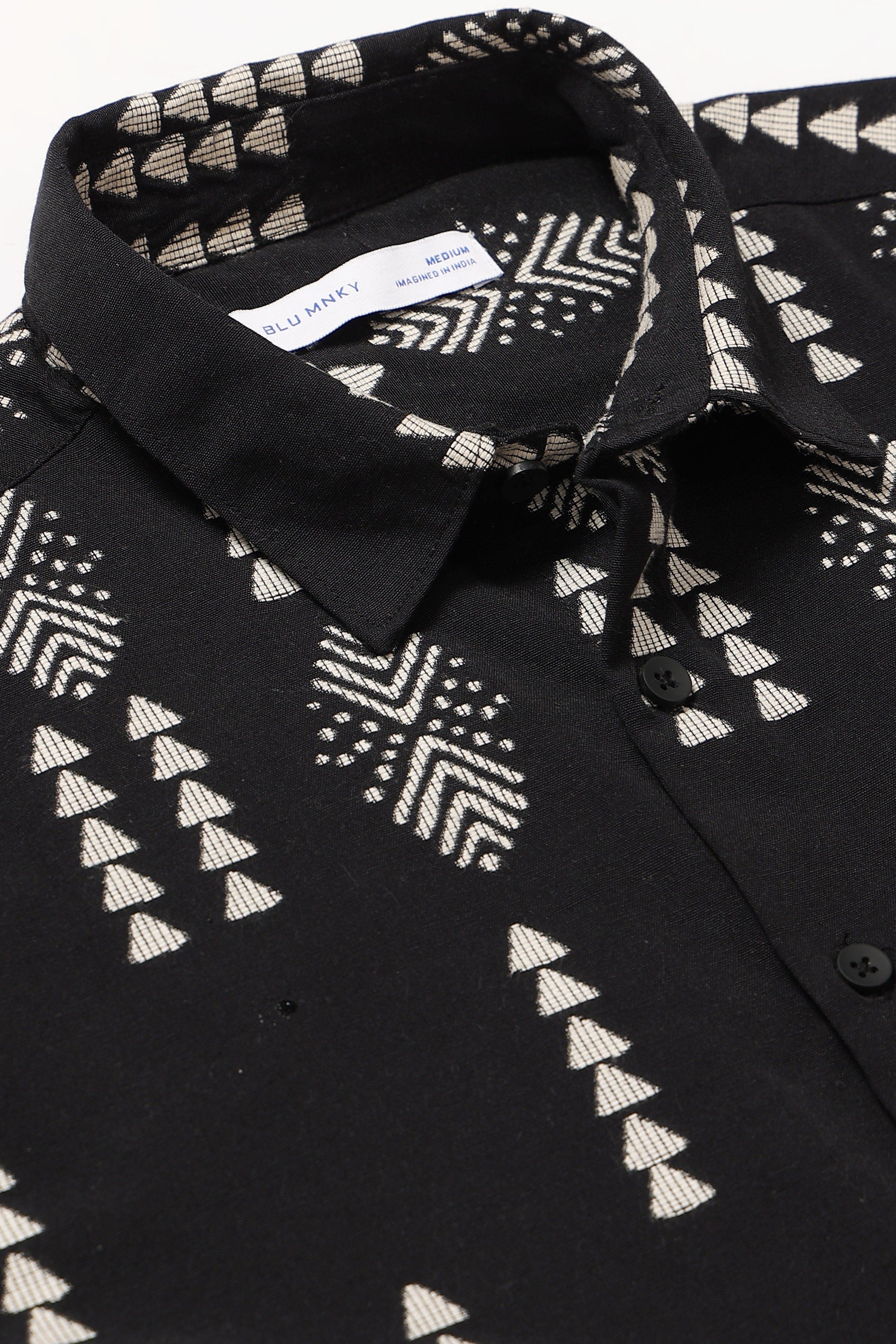 Men Black Jacquard Boxy Fit Shirt