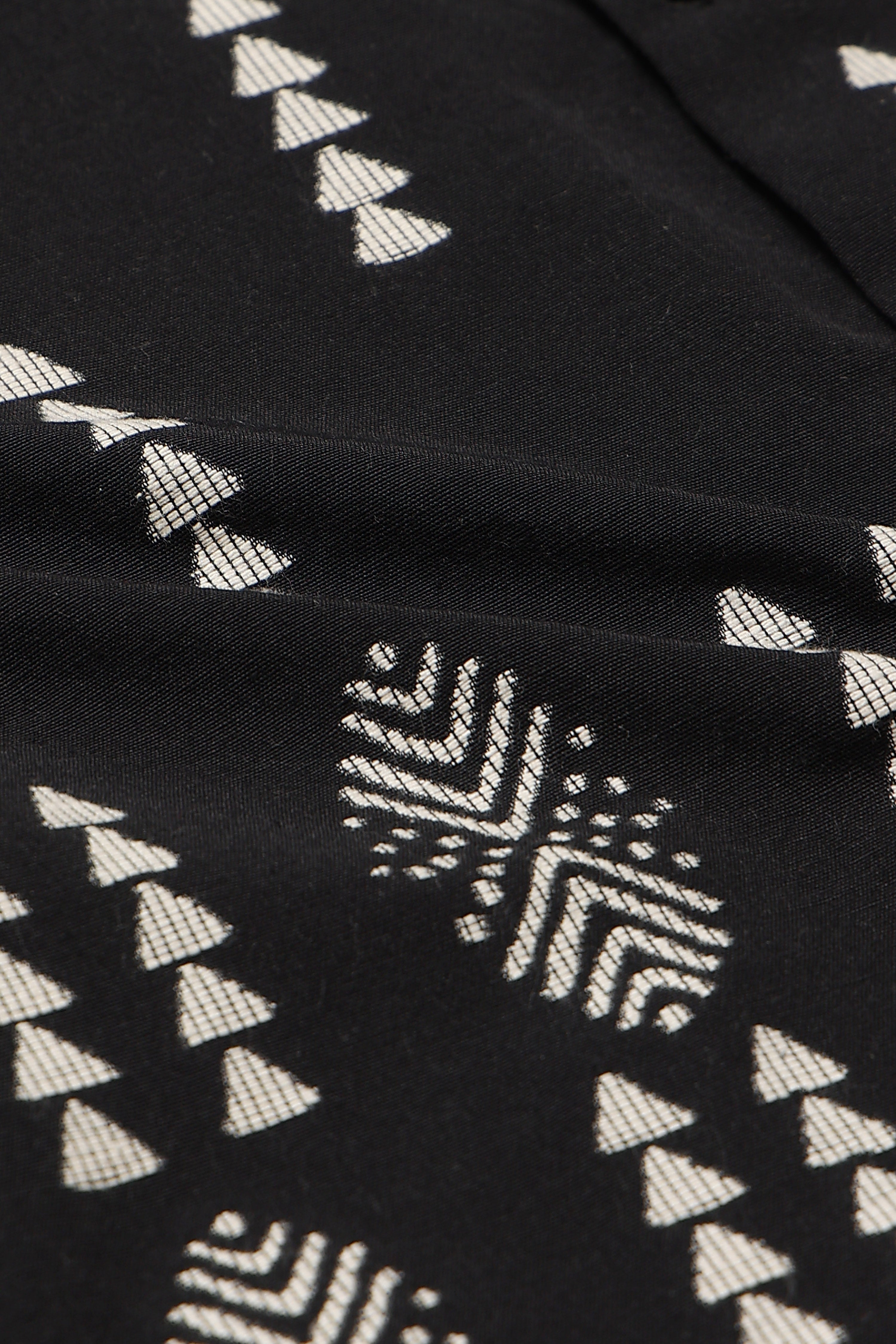 Men Black Jacquard Boxy Fit Shirt