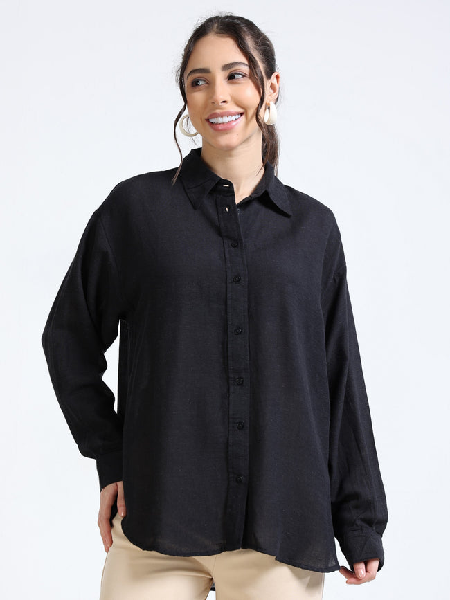 Women Black Oversized Shirt
