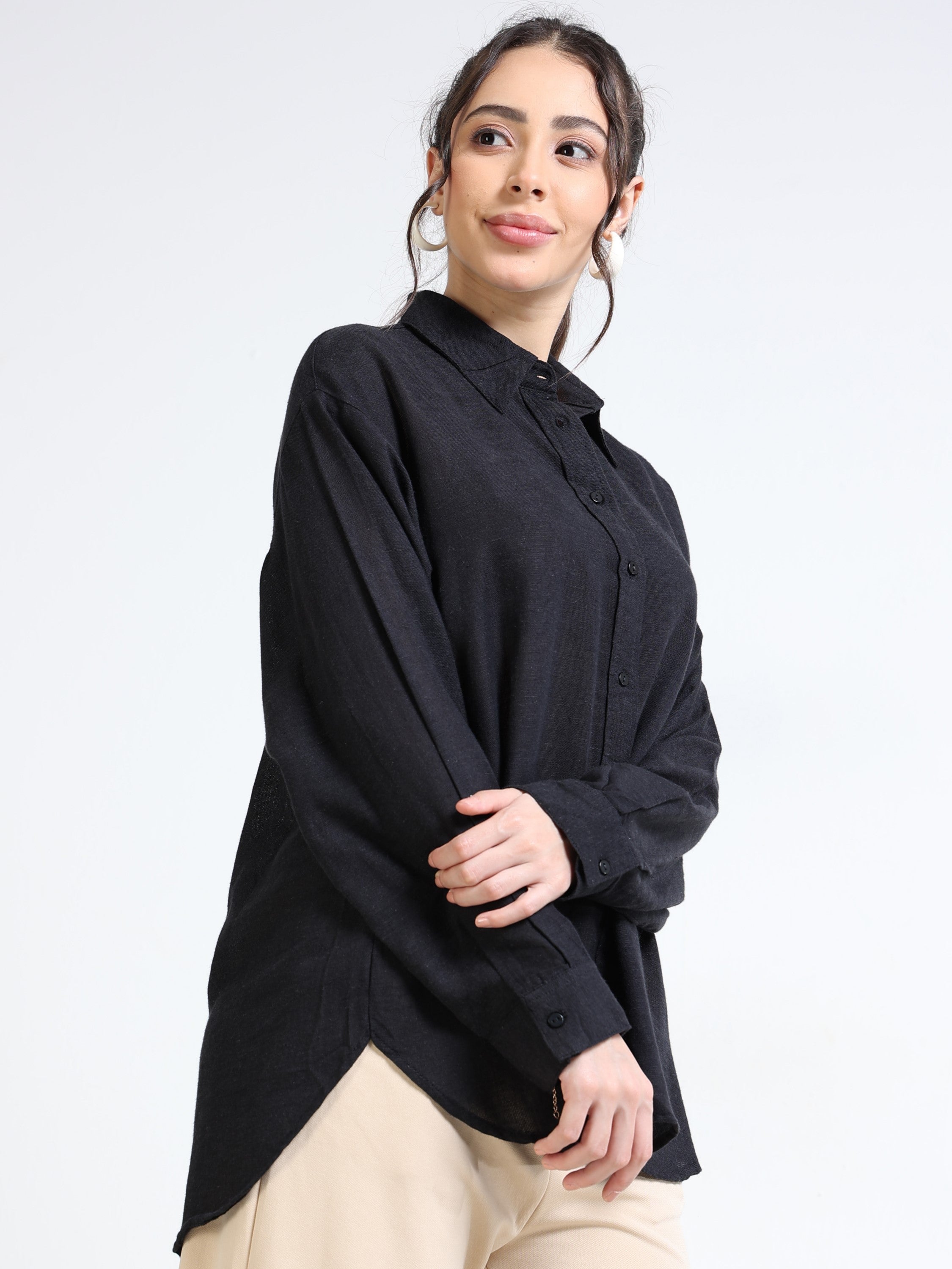 Women Black Oversized Shirt