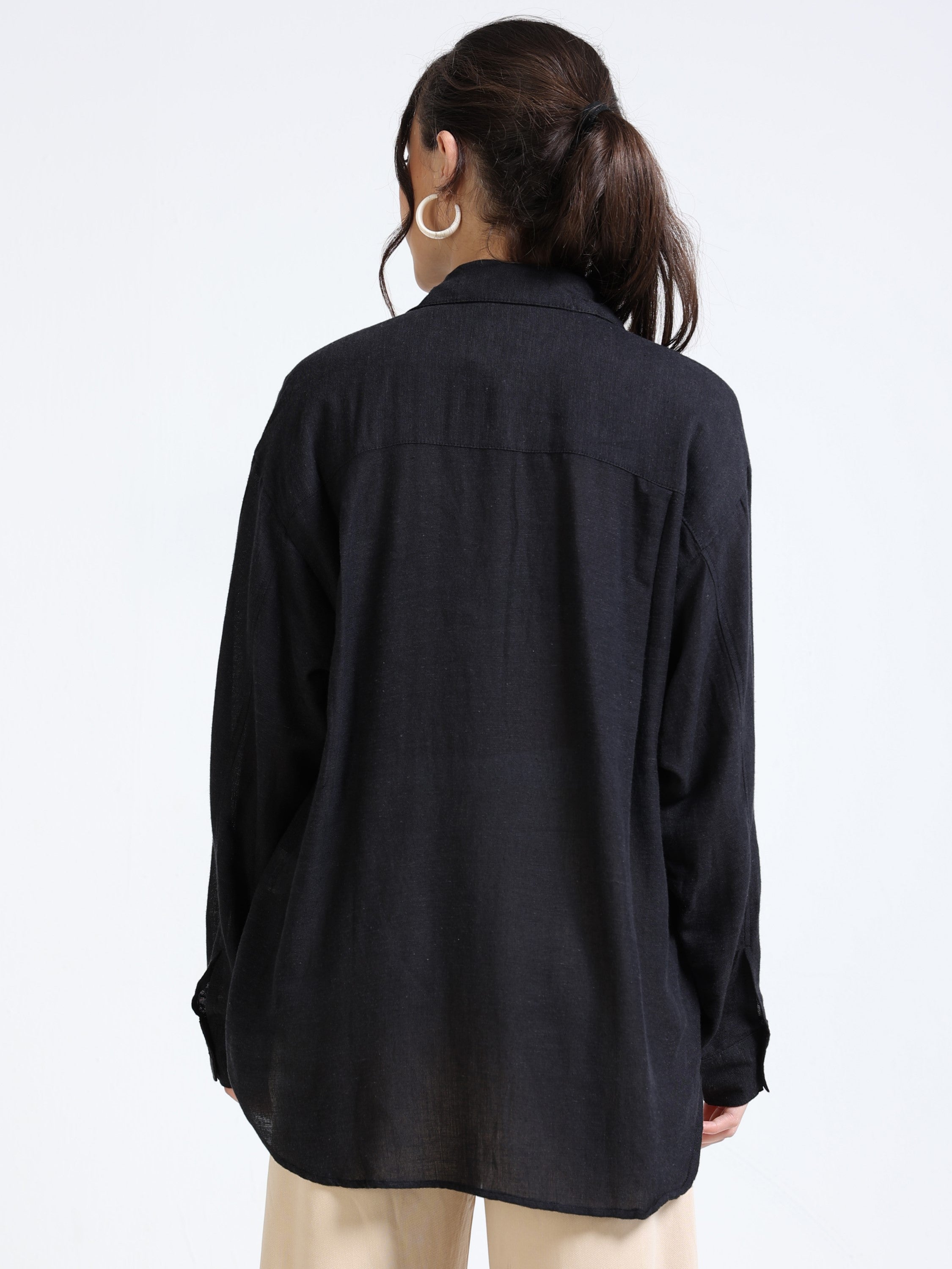 Women Black Oversized Shirt