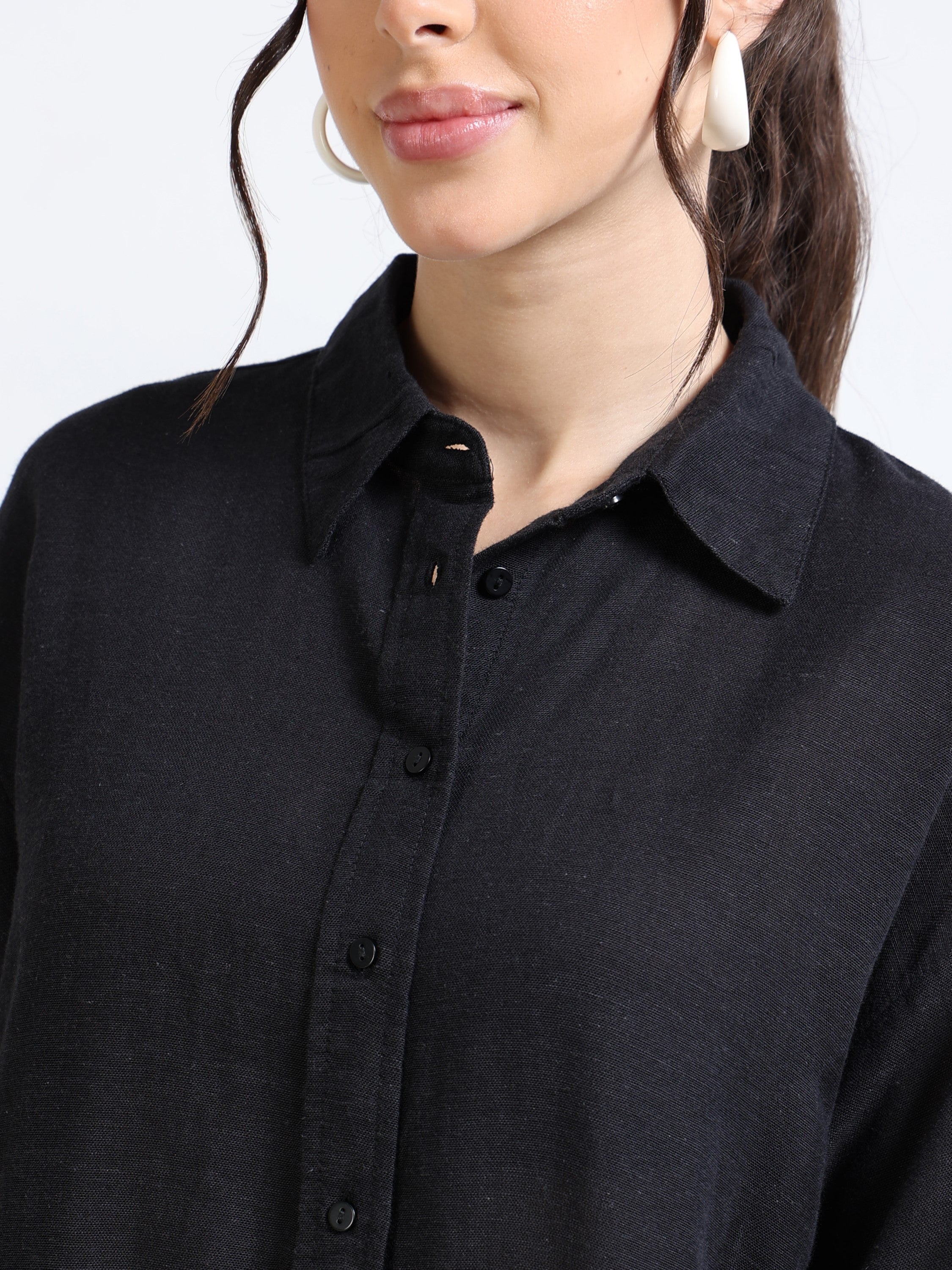 Women Black Oversized Shirt