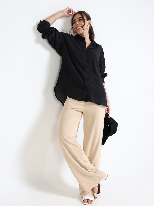 Women Black Oversized Shirt