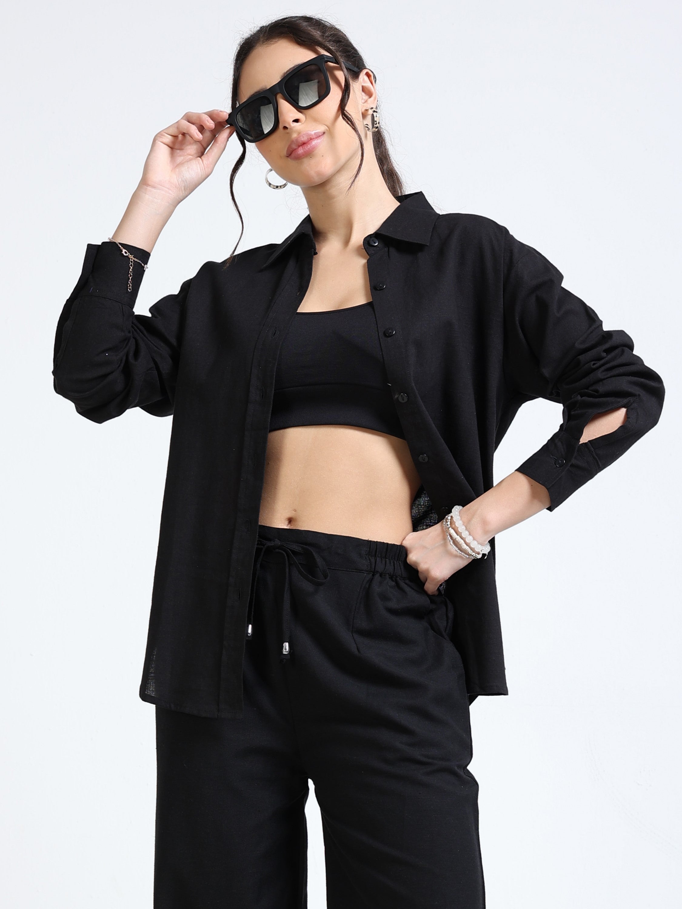 Women Black Regular Fit Shirt