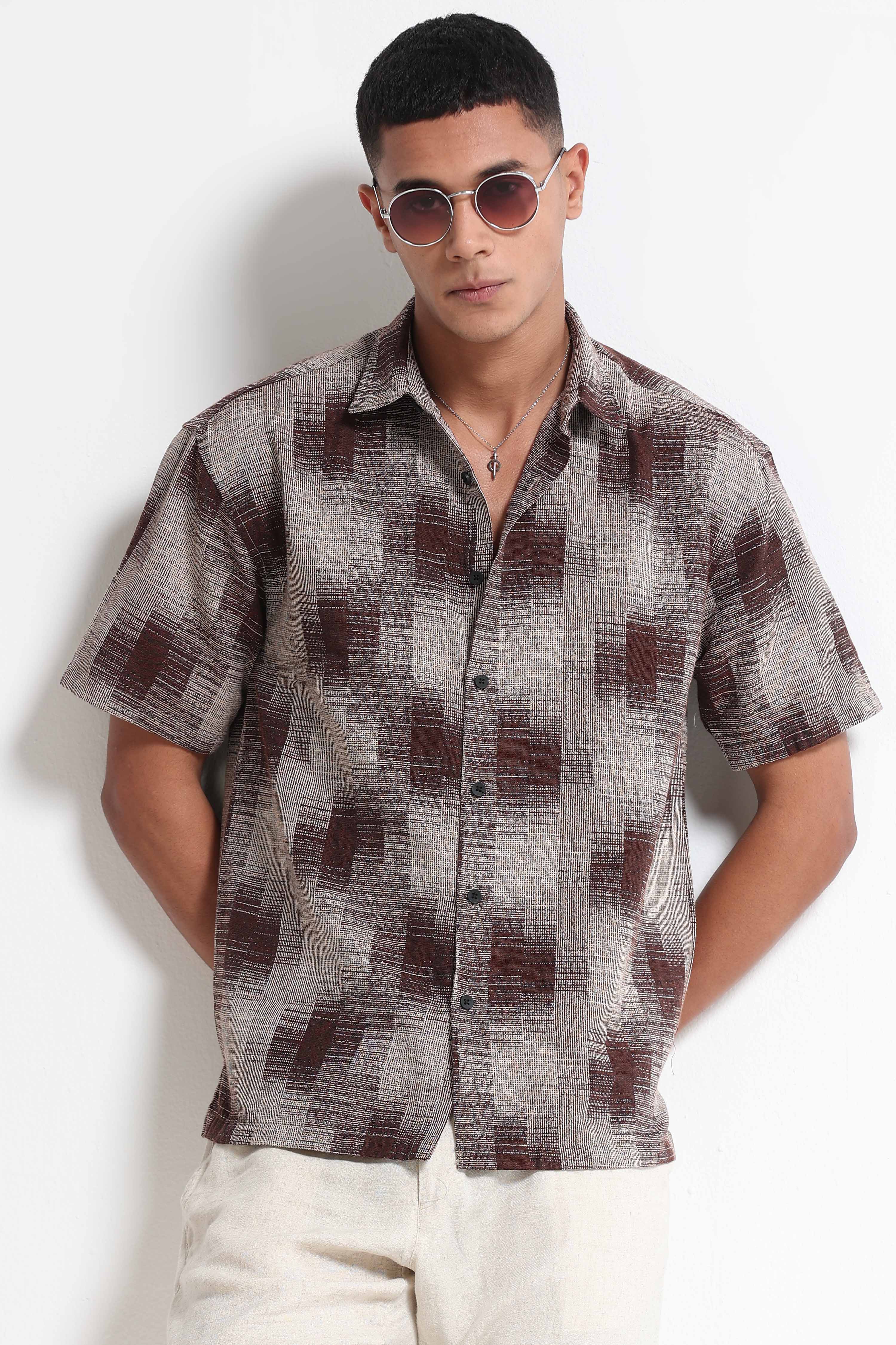 Men Multi Jacquard Boxy Fit Shirt
