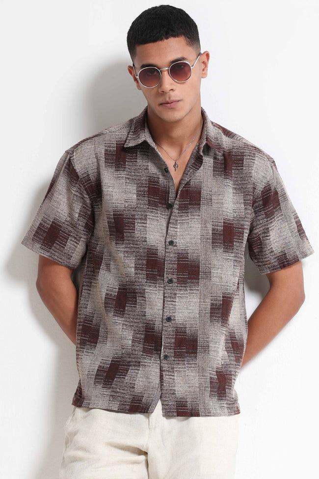 Men Multi Jacquard Boxy Fit Shirt