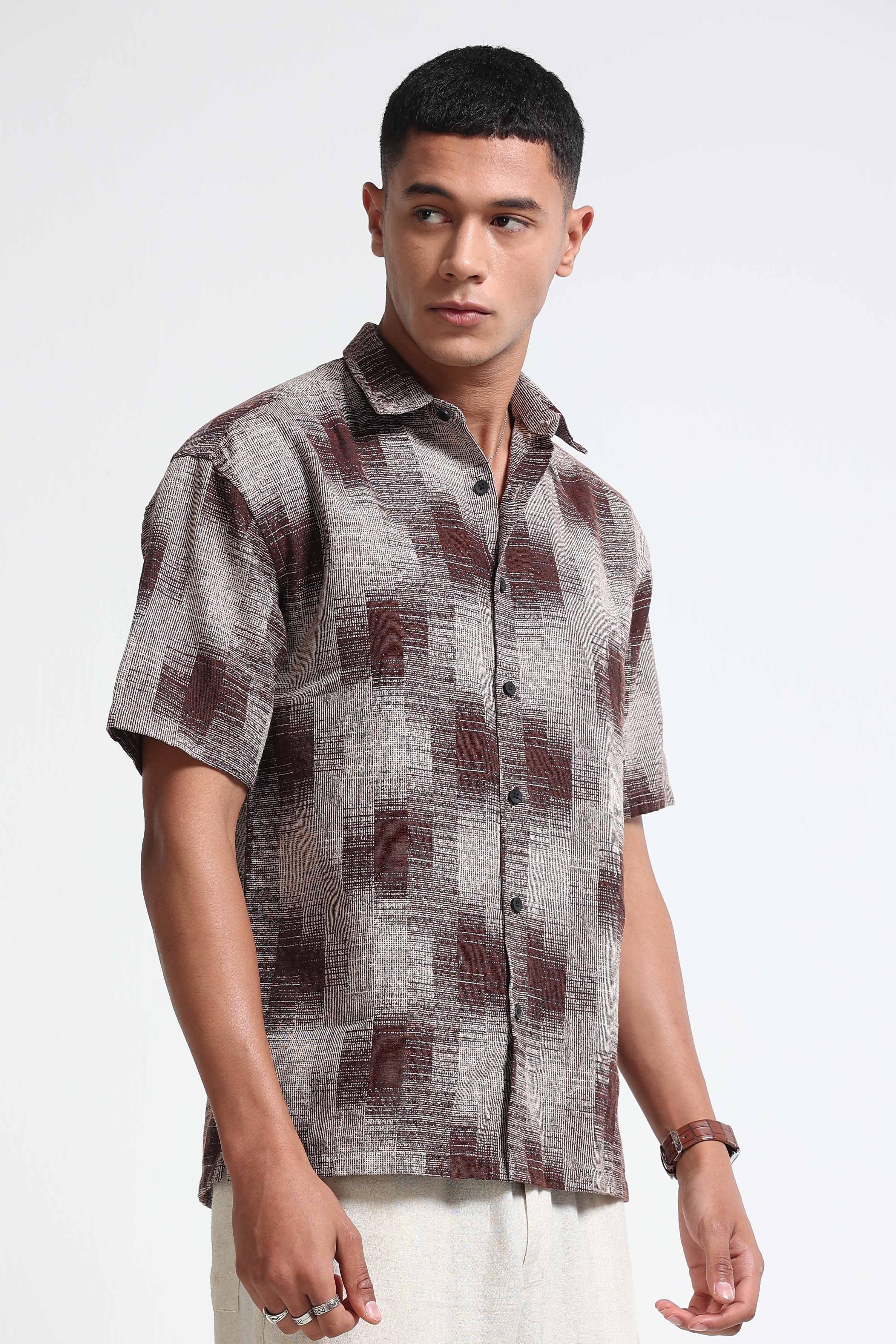 Men Multi Jacquard Boxy Fit Shirt