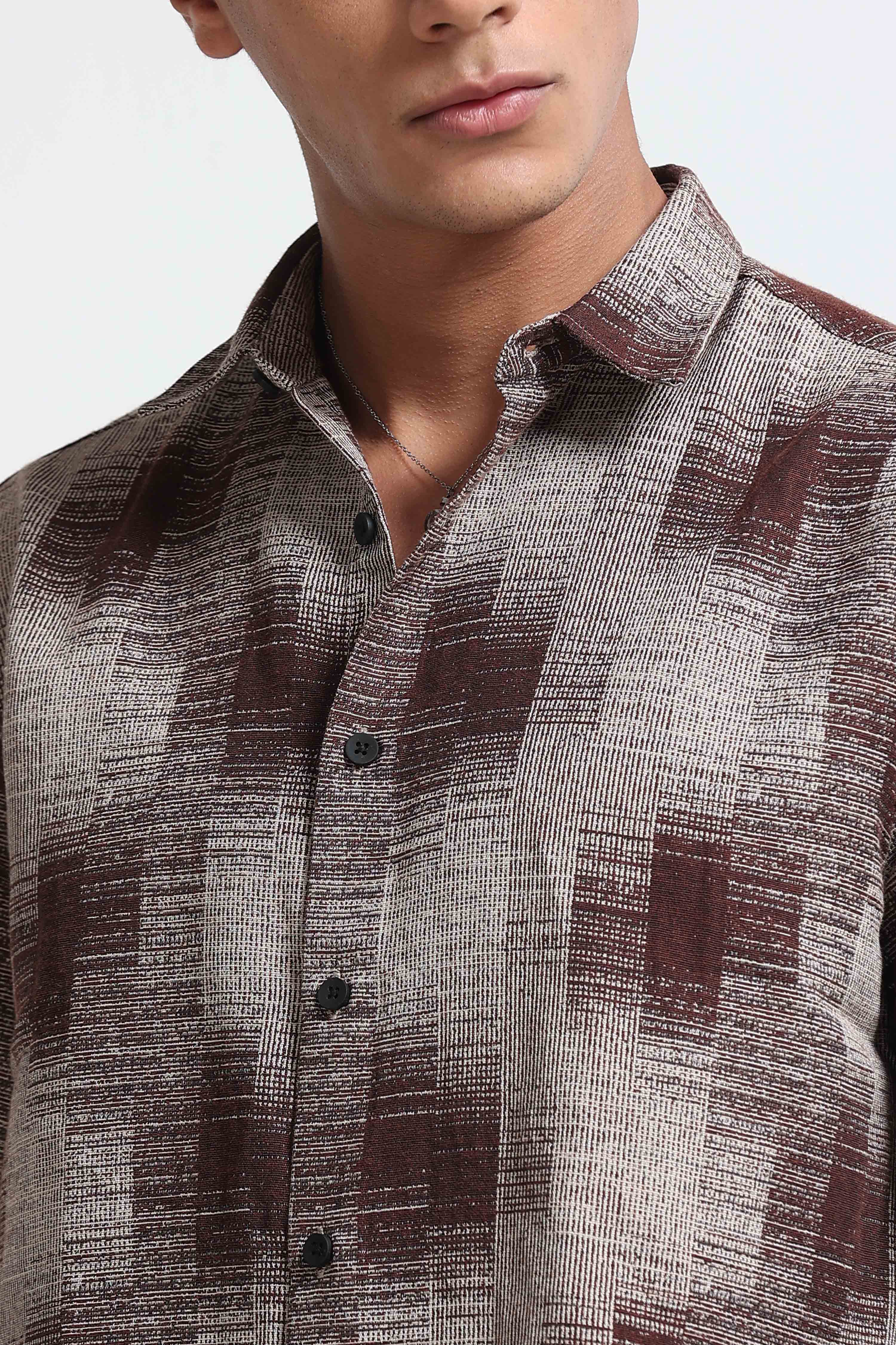 Men Multi Jacquard Boxy Fit Shirt