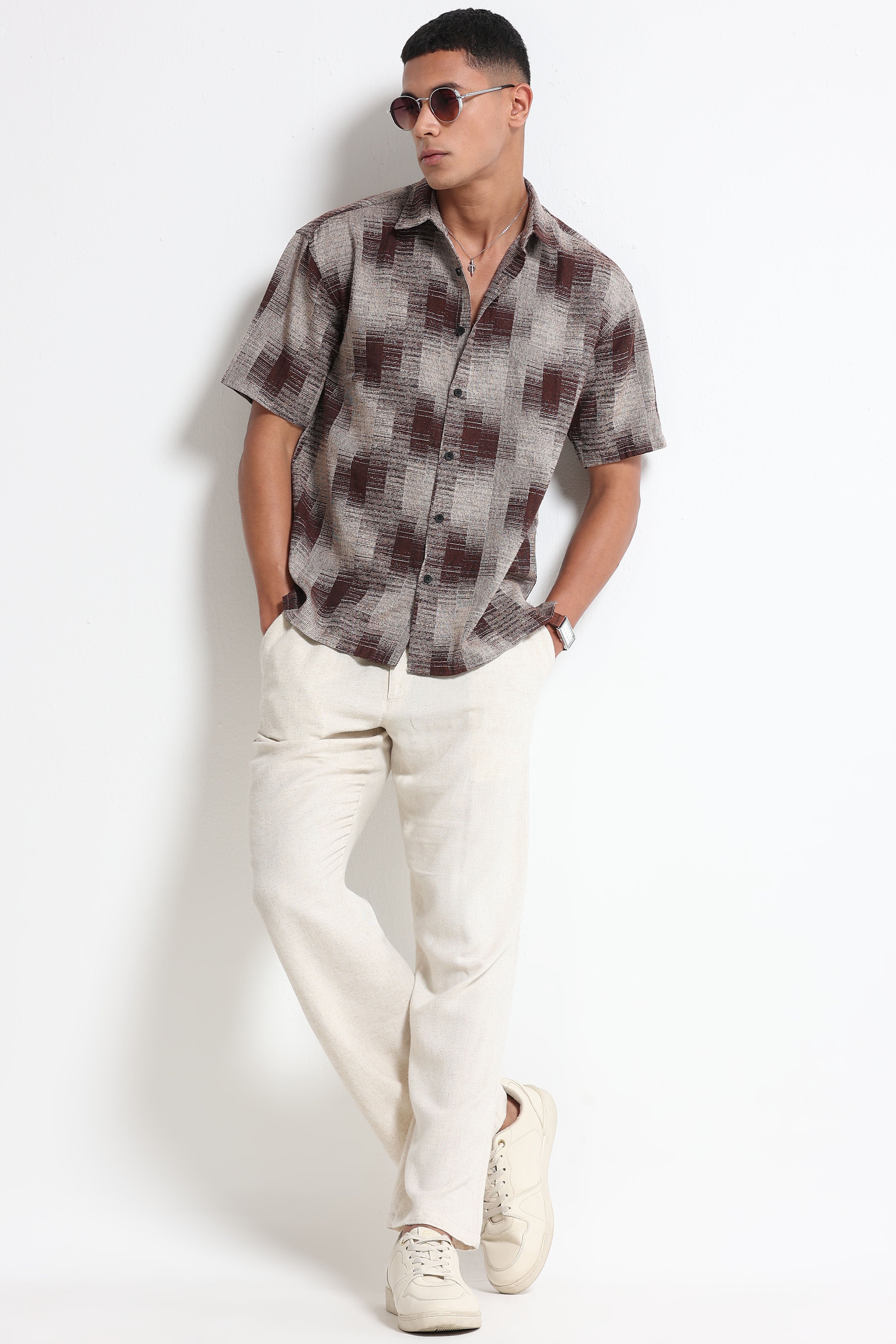 Men Multi Jacquard Boxy Fit Shirt