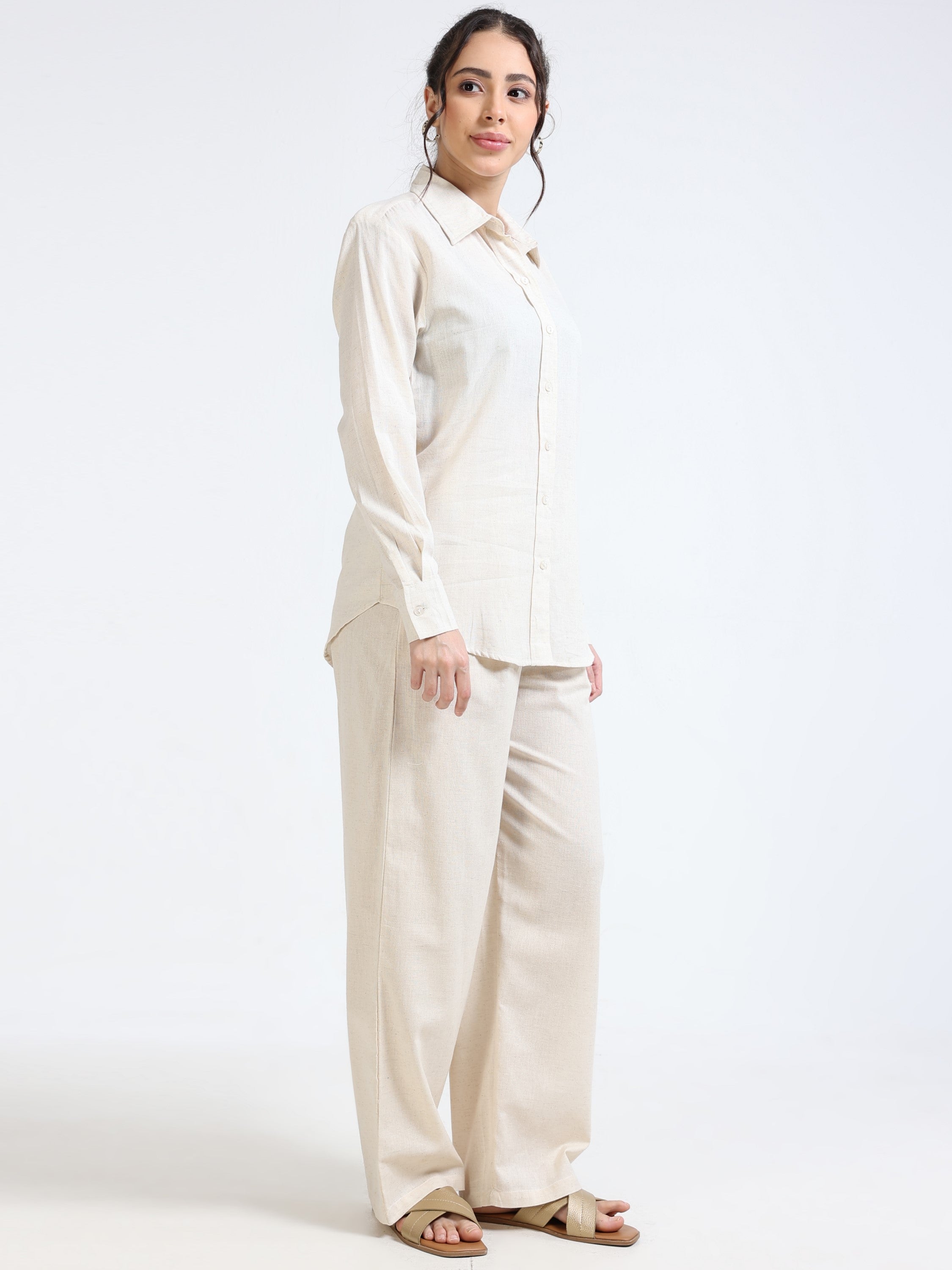 Women Cream Regular Fit Shirt