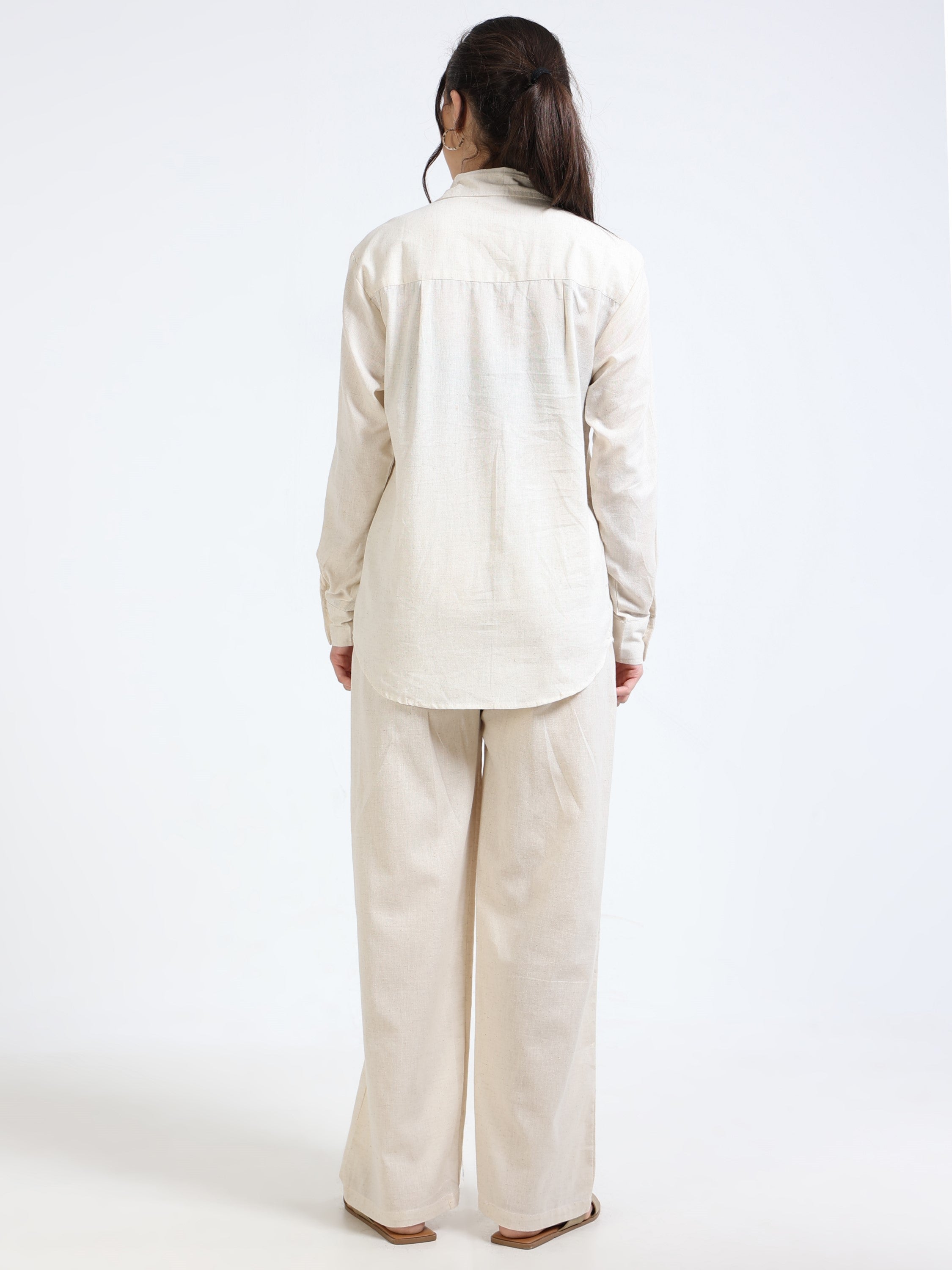 Women Cream Regular Fit Shirt