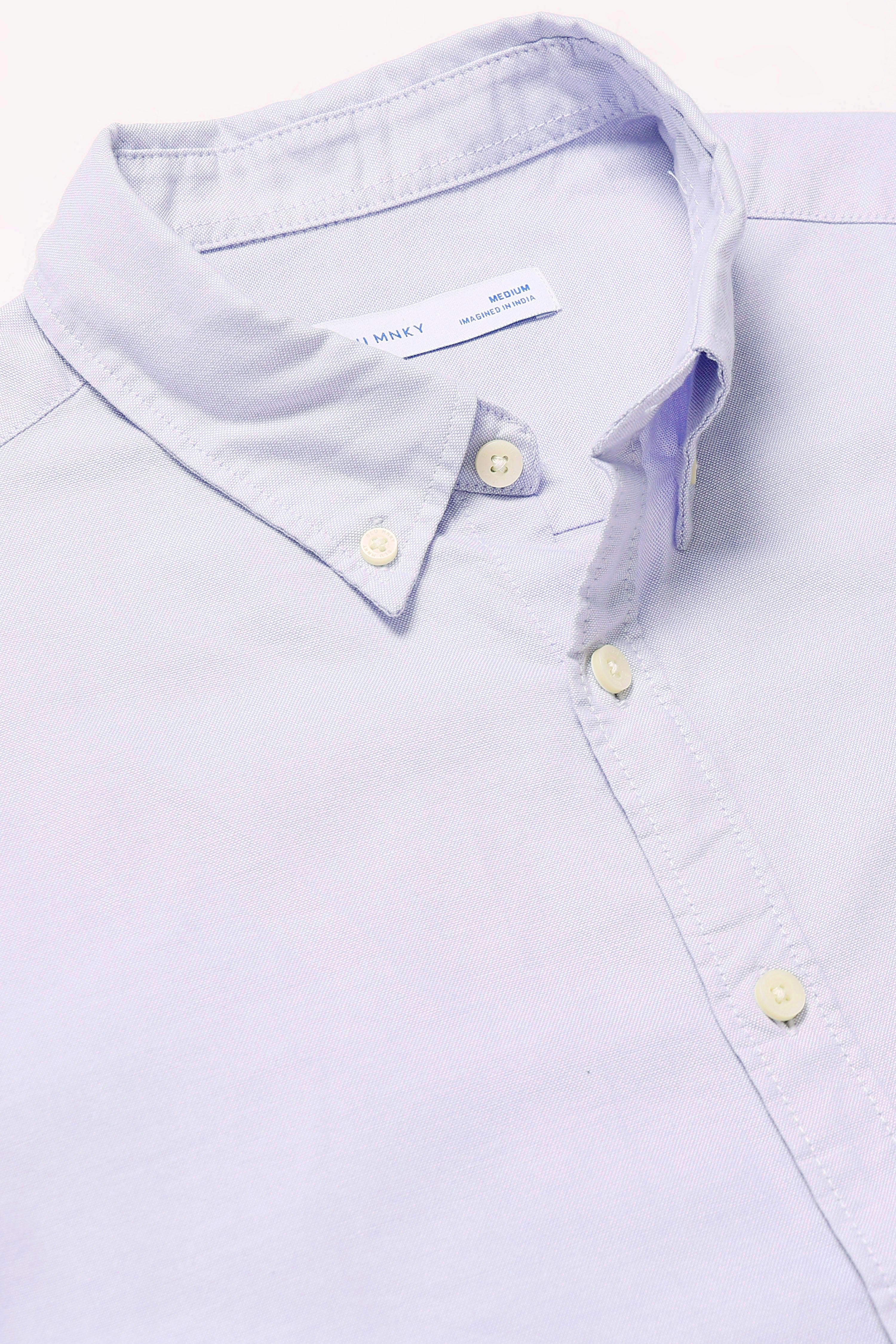 Men Lavender Cotton Oxford Slim Fit Shirt