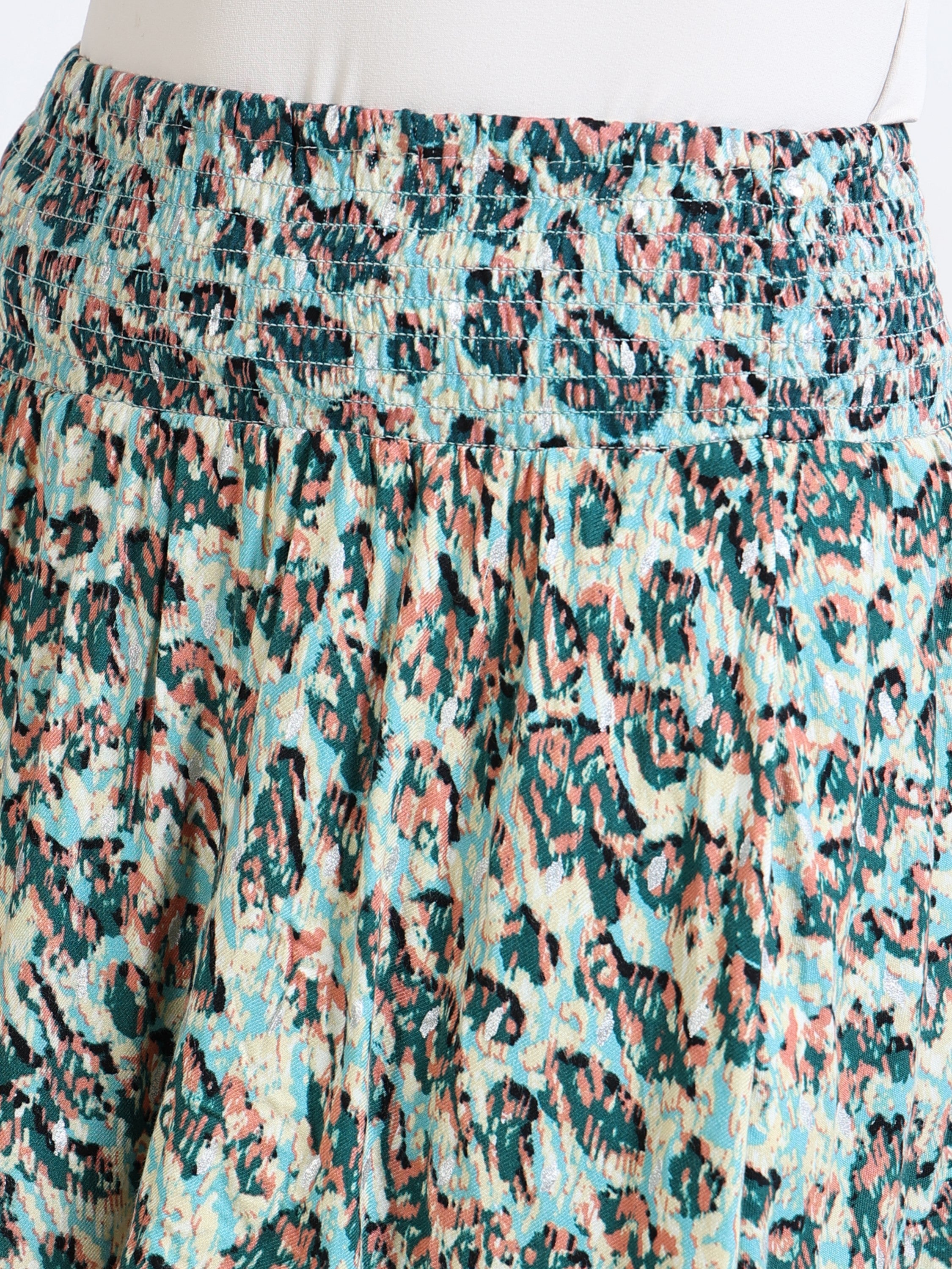 Women Smocked Flared Skirt