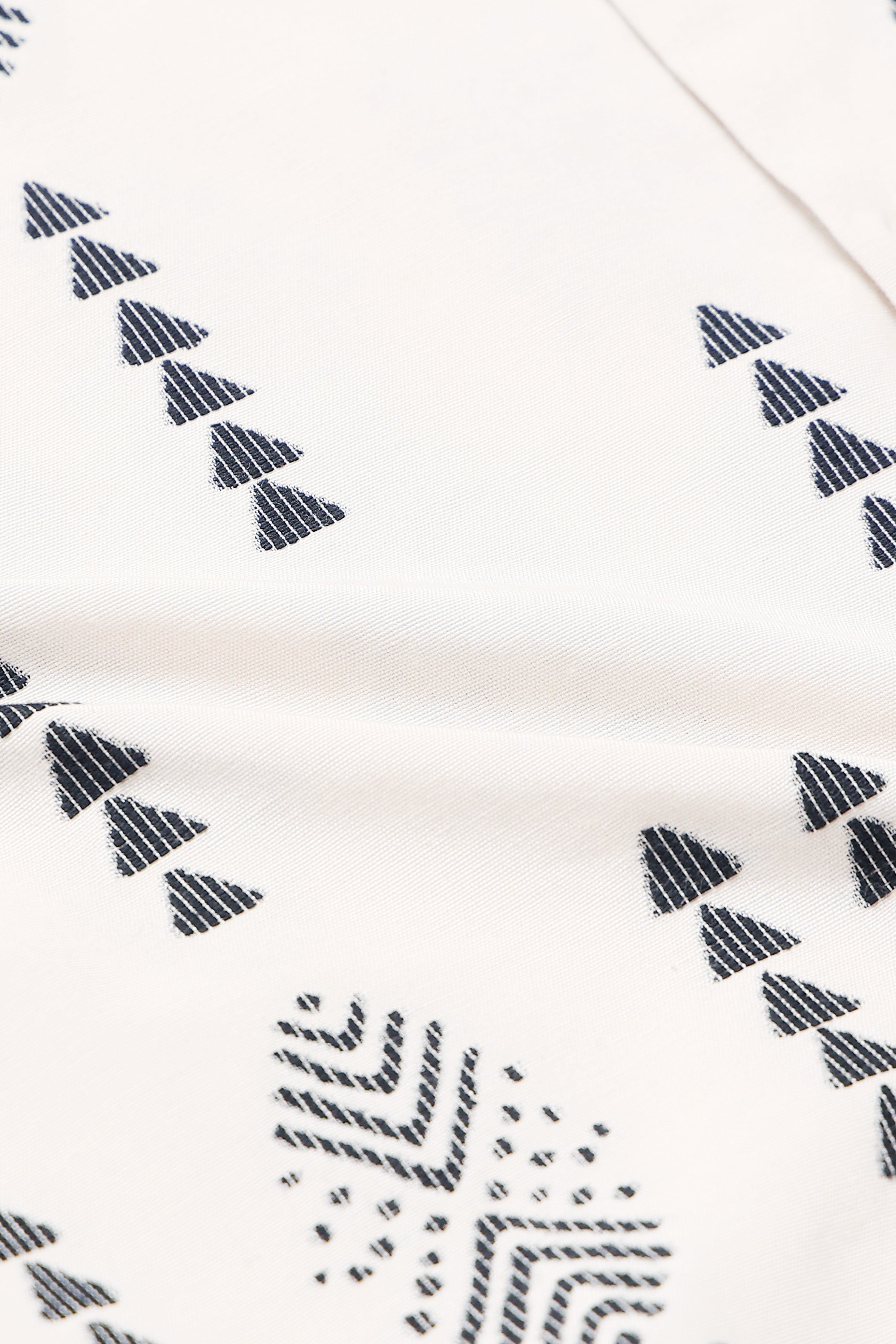 Men Cream Black Jacquard Shirt