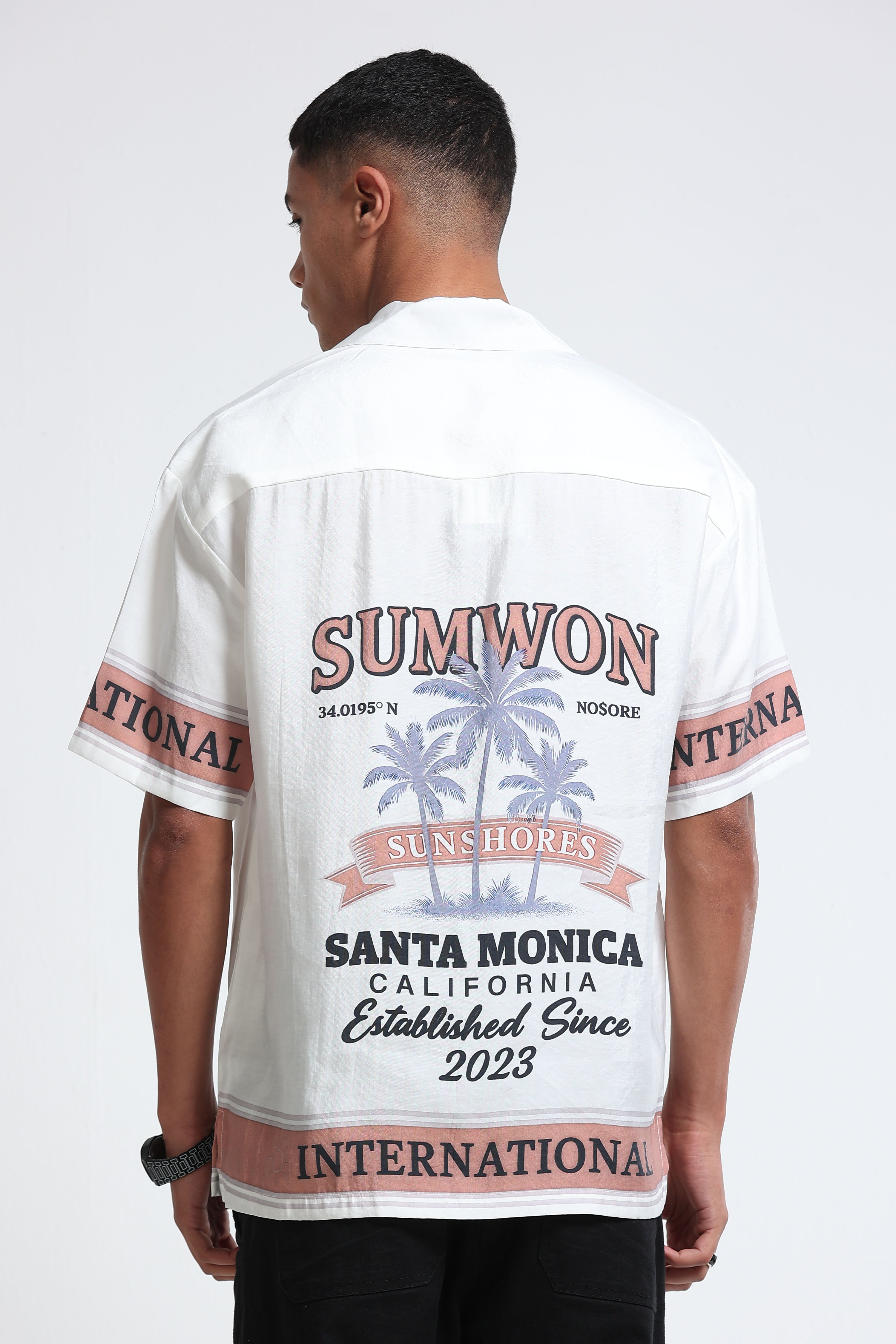 Men Brown Oversized Panel Print Shirt