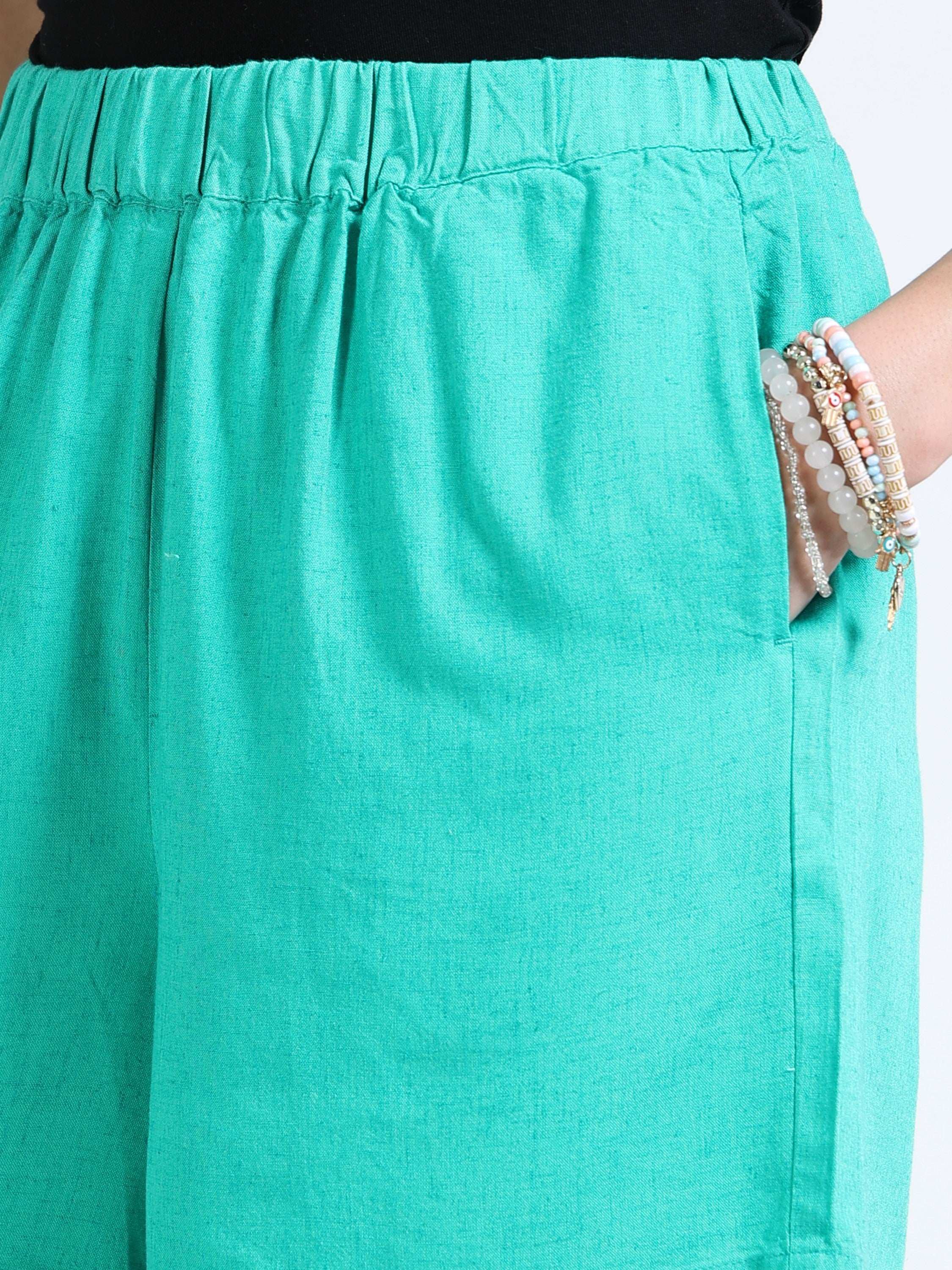 Women Green Relaxed Shorts