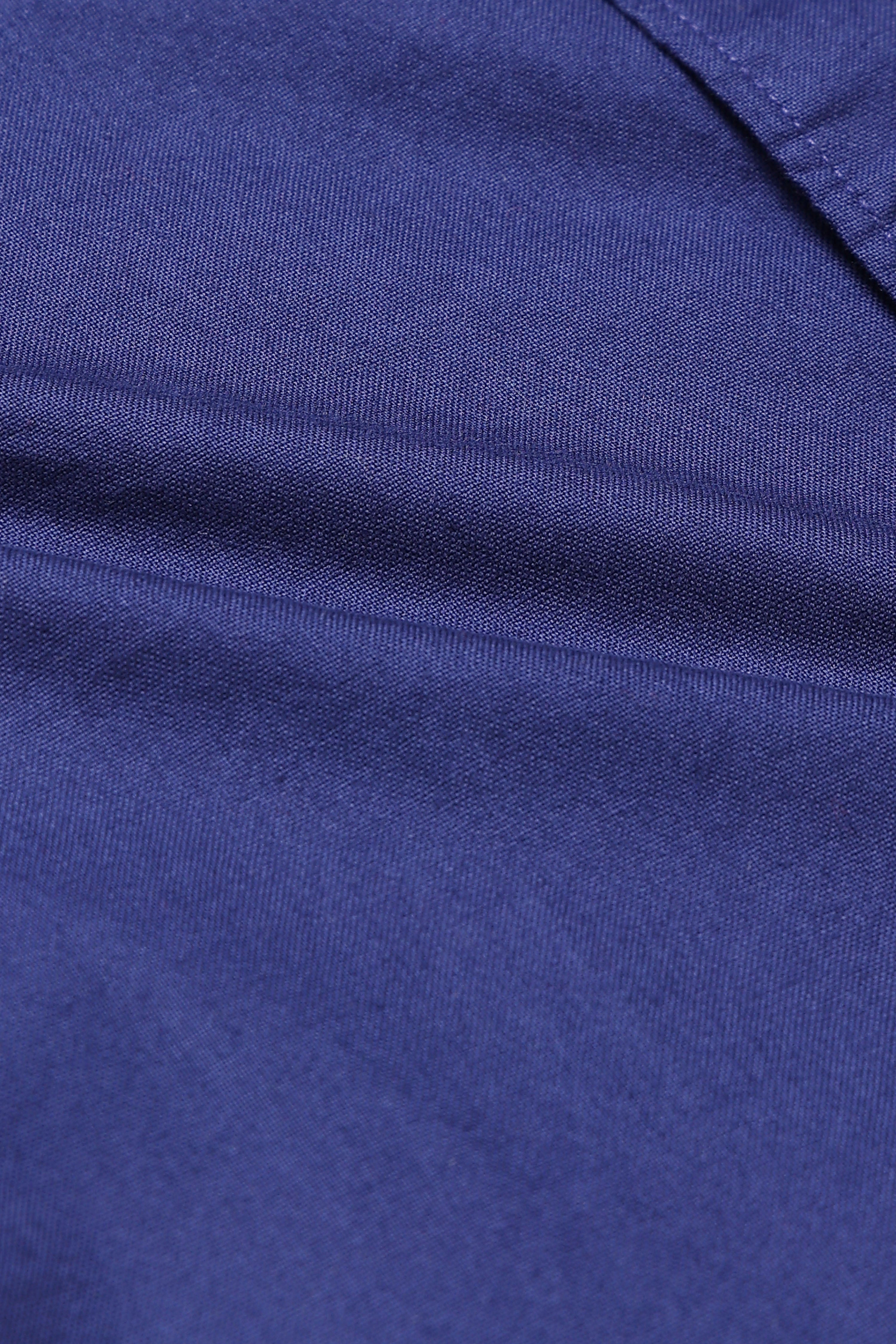Men Blue Cotton Oxford Solid Shirt