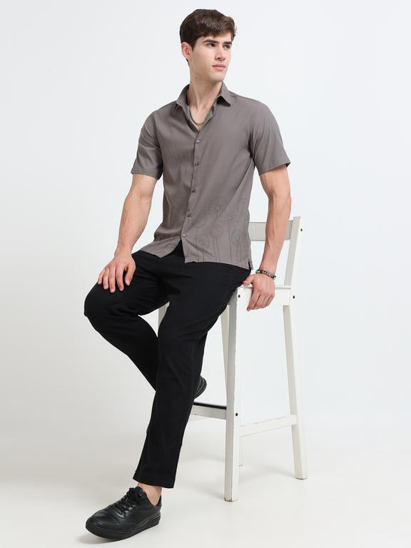 Men Grey Casual Shirt