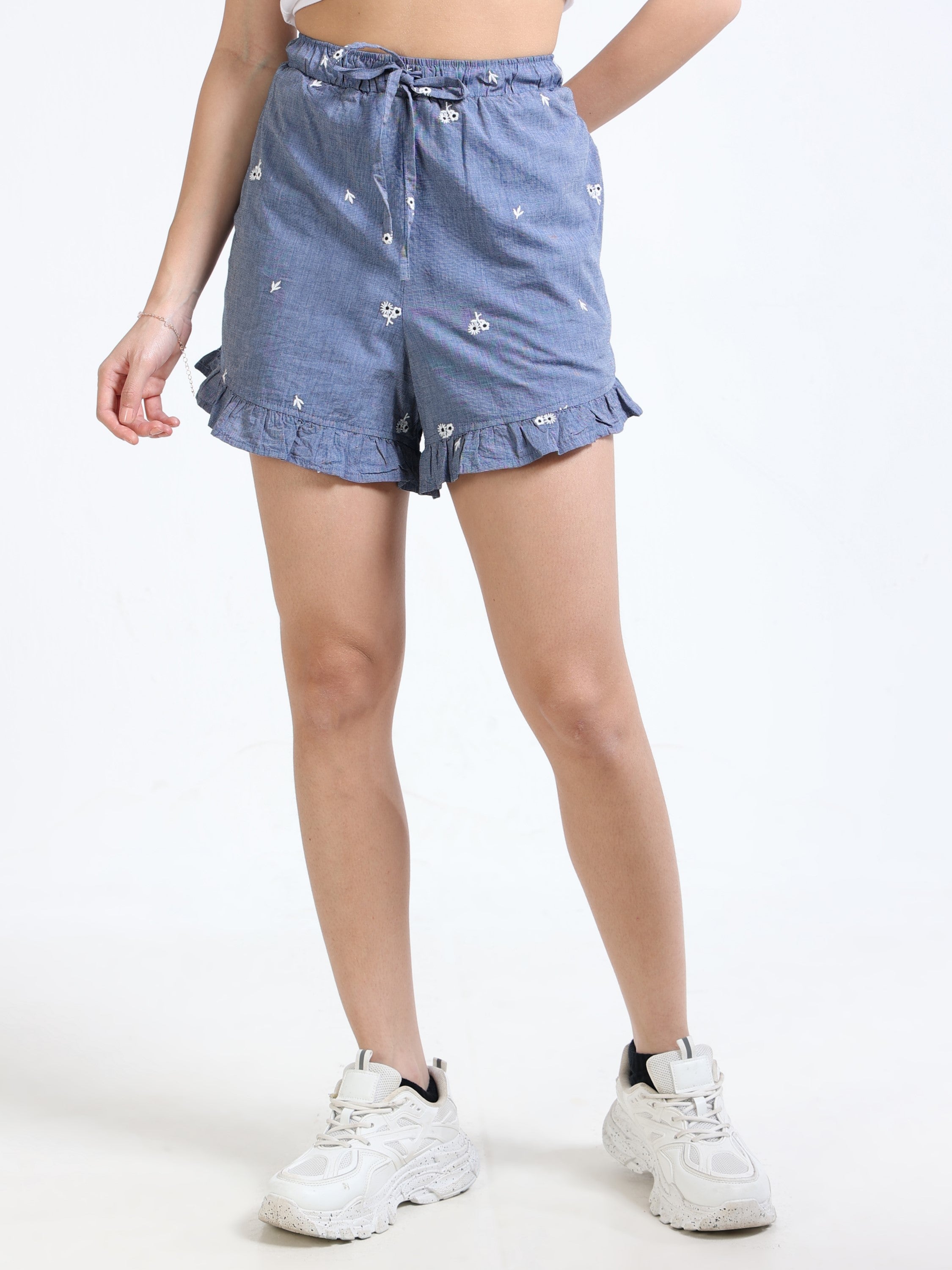 Women Denim Embroidered Shorts