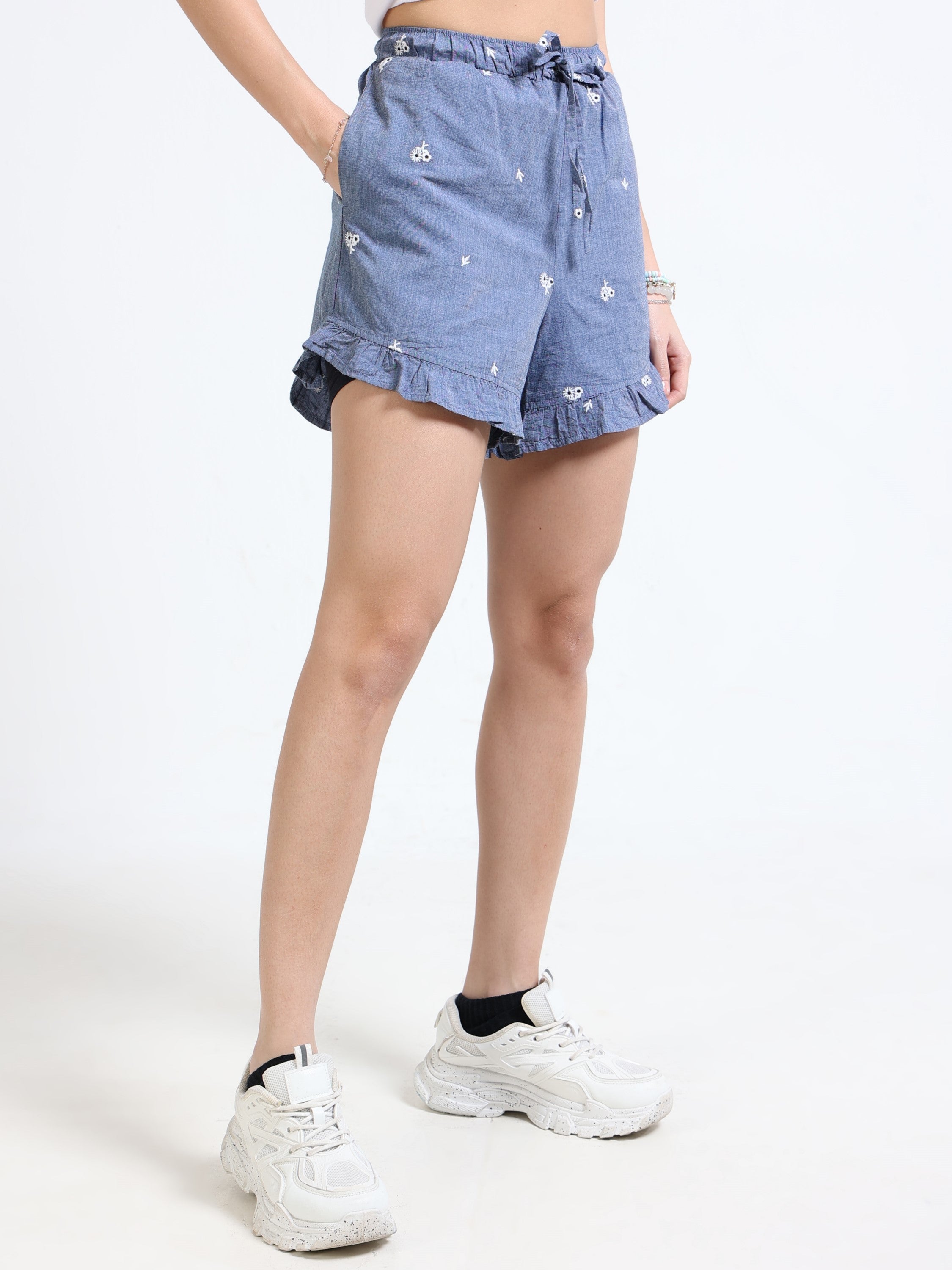 Women Denim Embroidered Shorts
