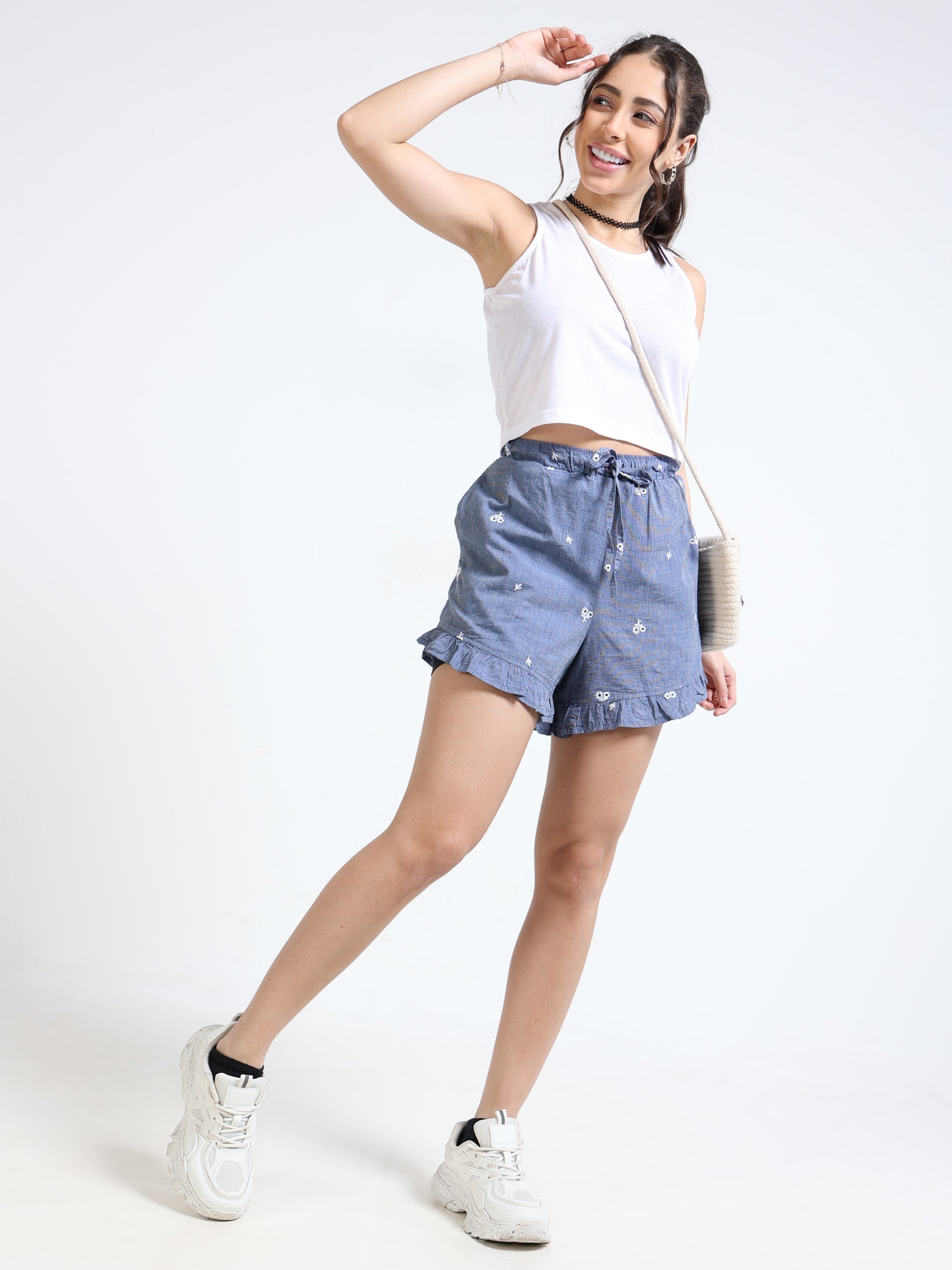 Women Denim Embroidered Shorts