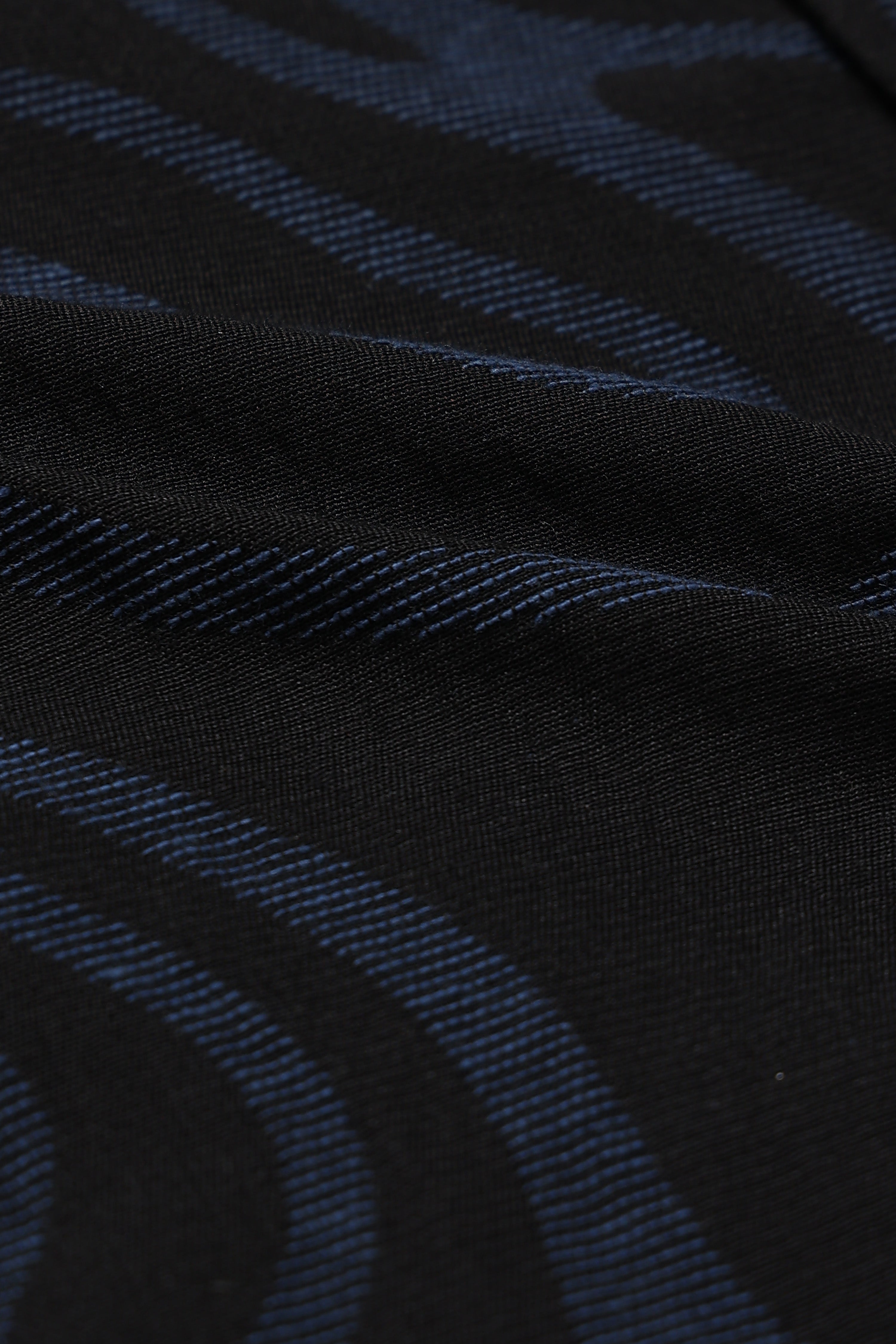 Men Black Blue Jacquard Boxy Fit Shirt
