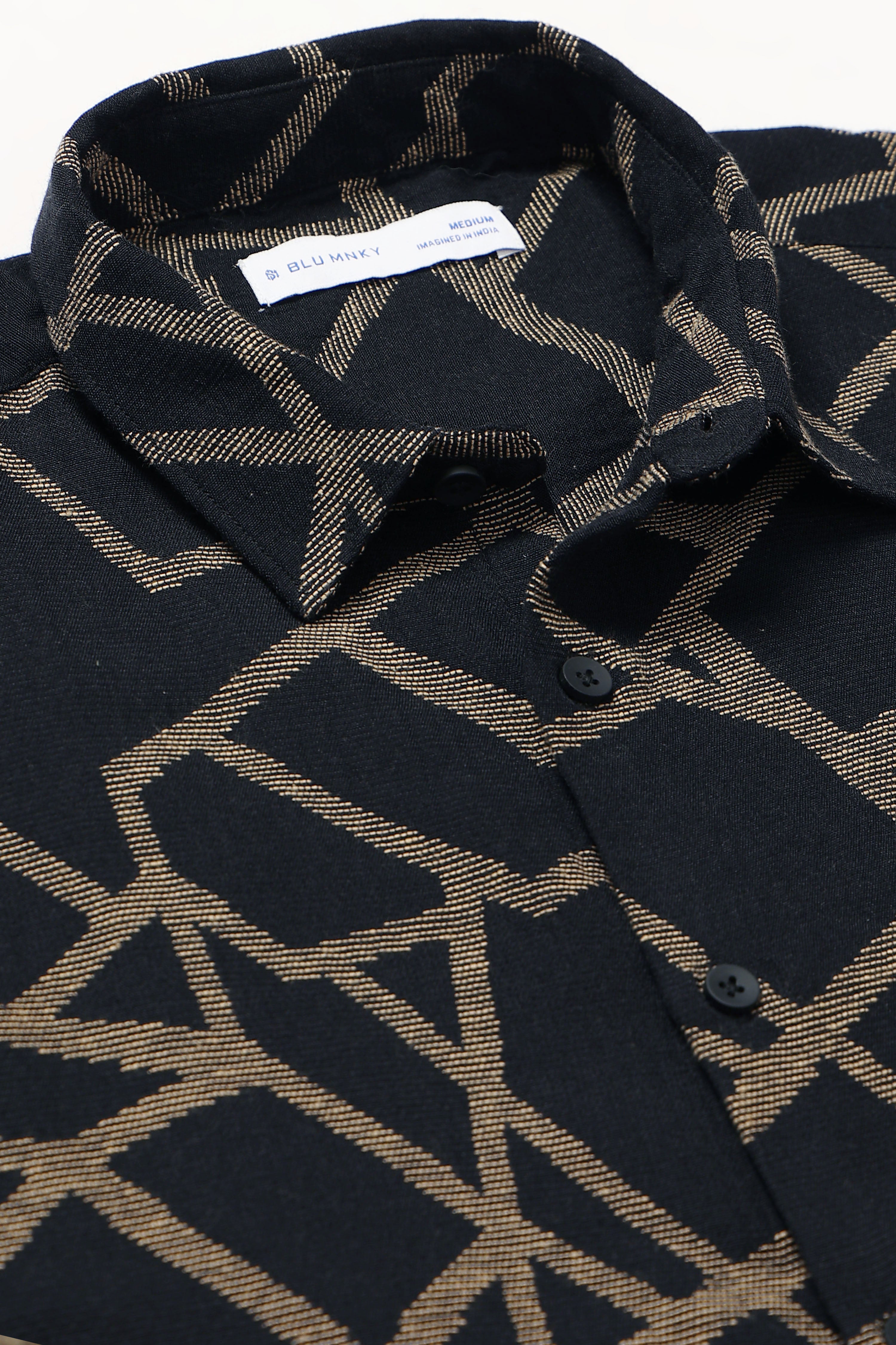 Men Yellow Jacquard Boxy Fit Shirt