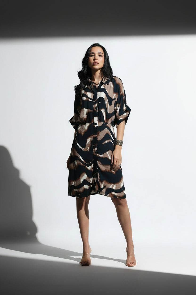 Women Viscose Brown Party Dress