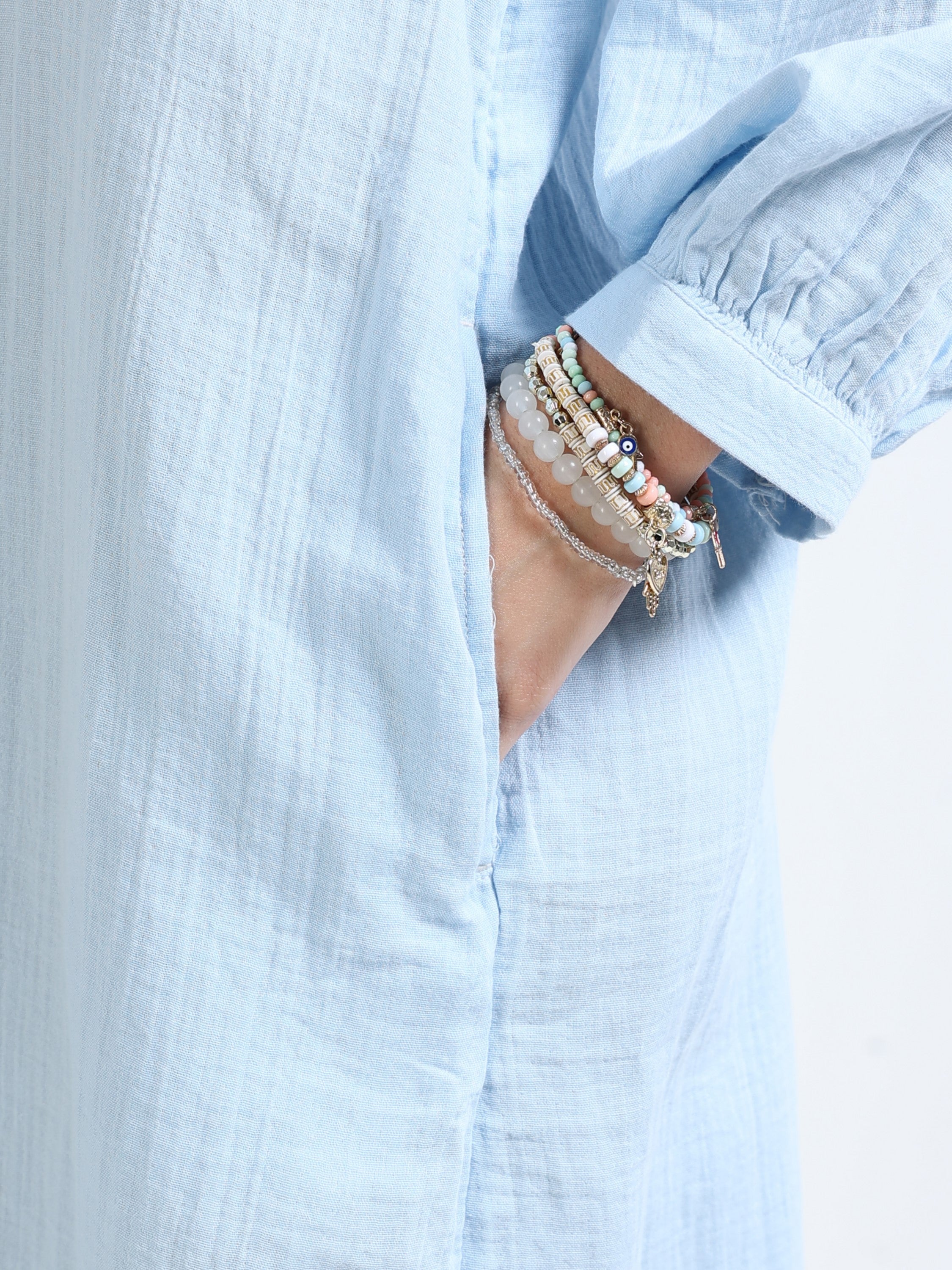 Women Blue Oversized Double cloth dress